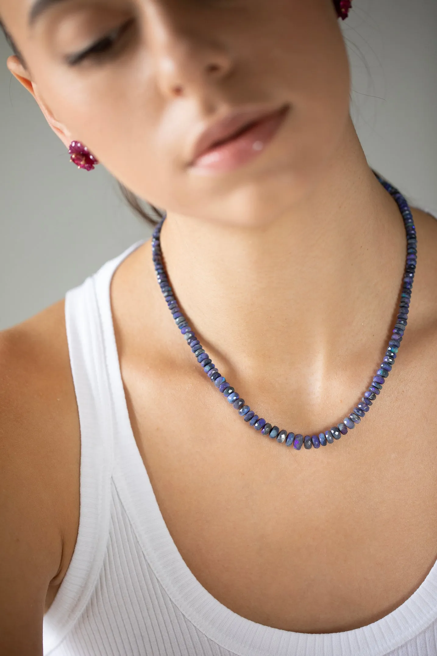 Faceted Opal Bead Necklace