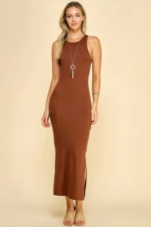 FASHNZFAB Women's High Neck Side Slit Max Dress