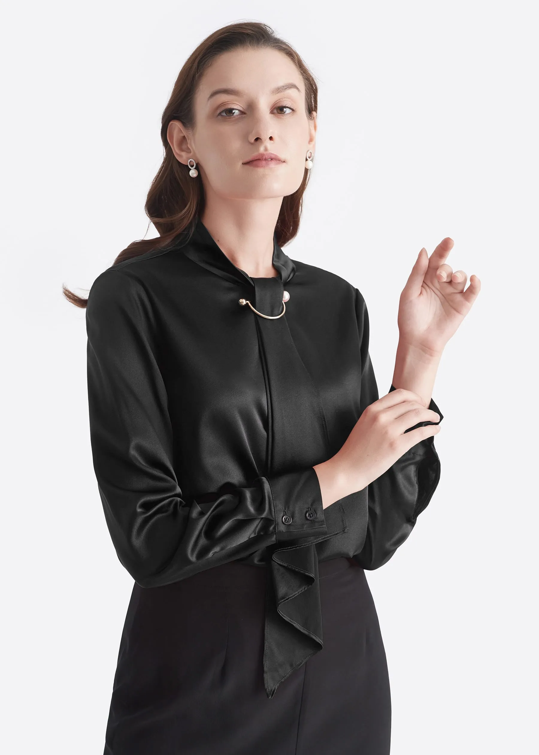 Feminine Stand Collar Blouse