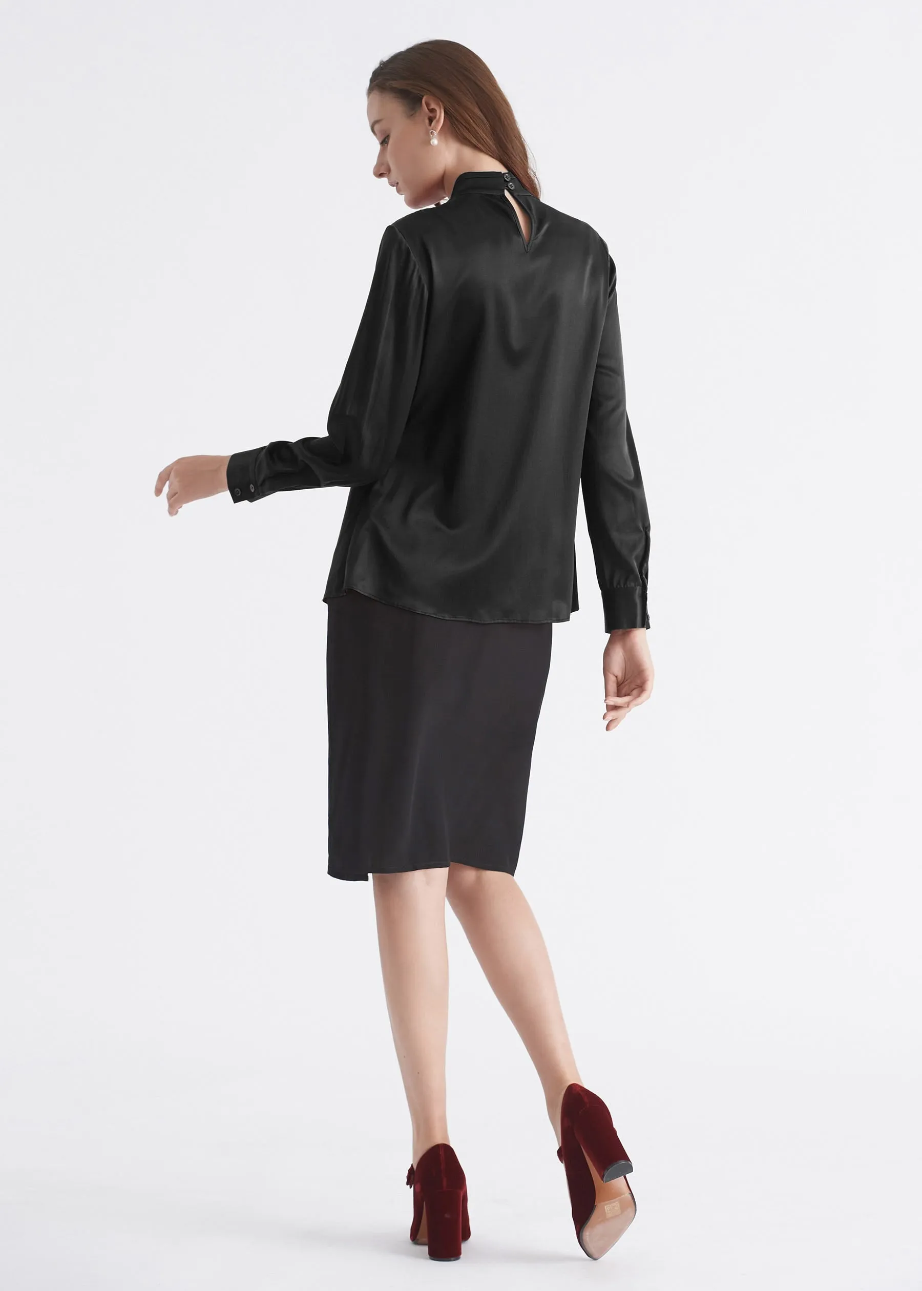 Feminine Stand Collar Blouse
