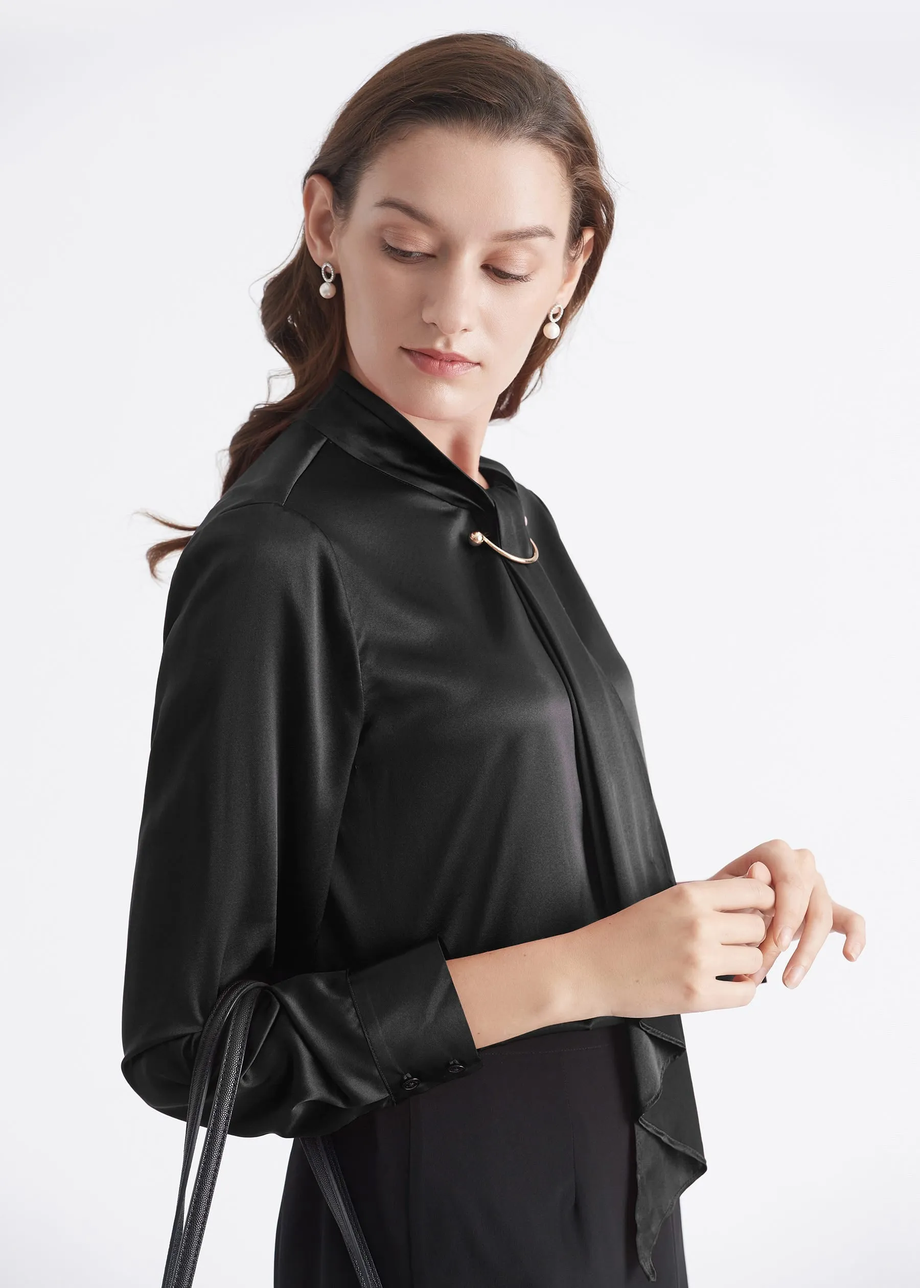 Feminine Stand Collar Blouse