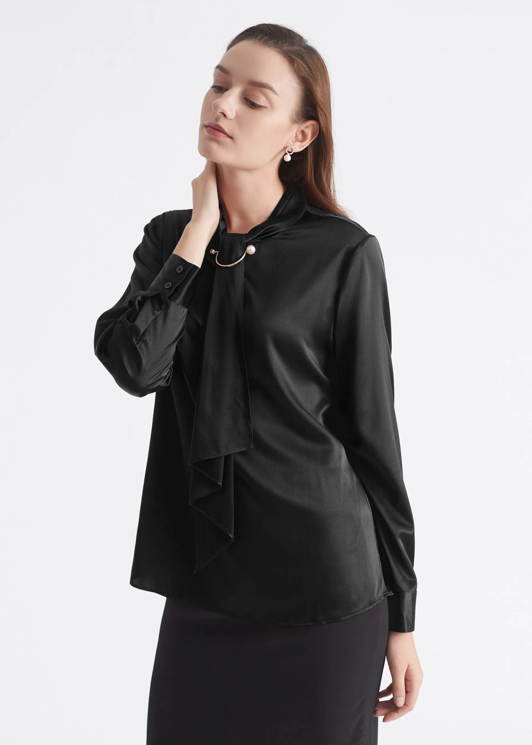 Feminine Stand Collar Blouse