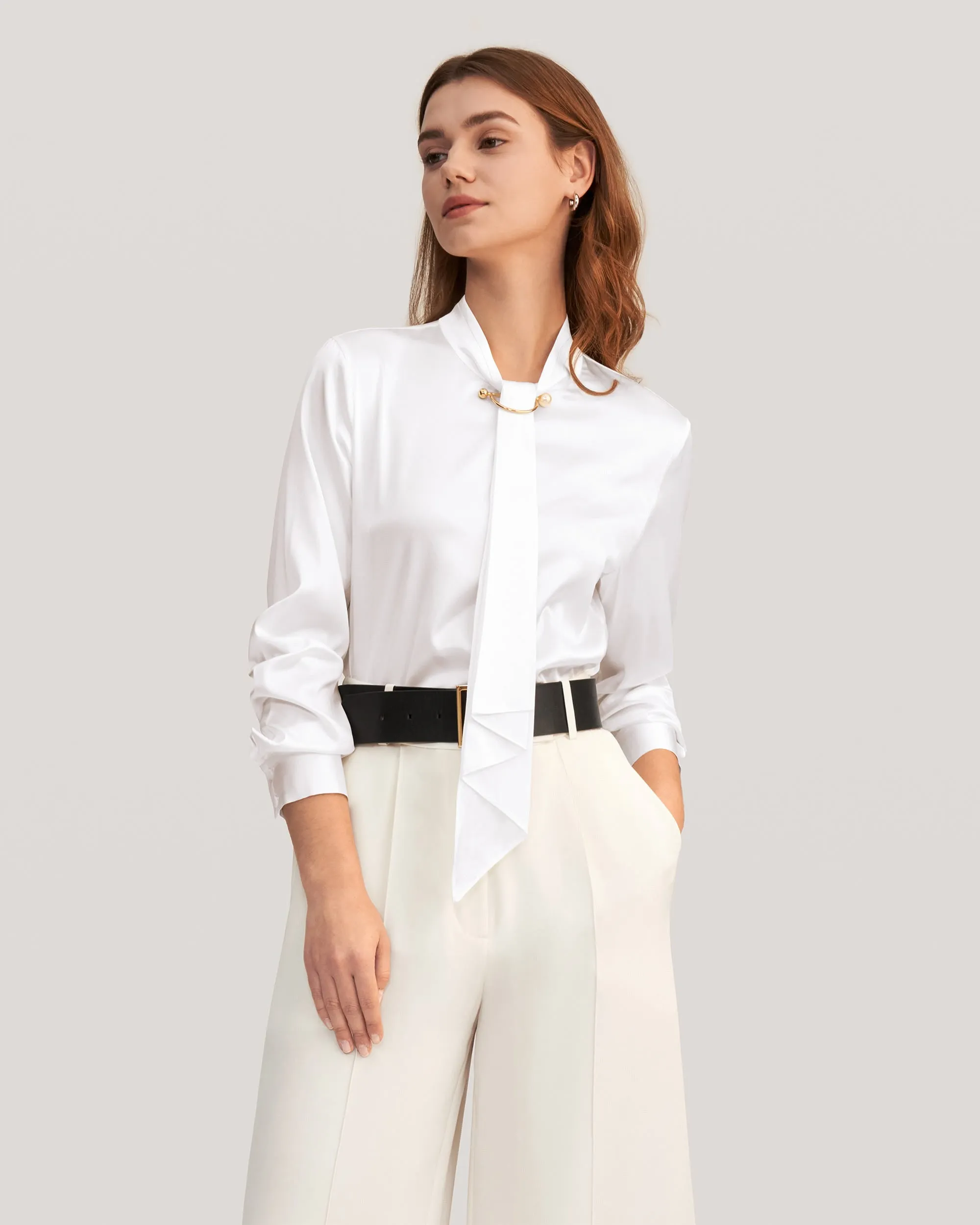 Feminine Stand Collar Blouse