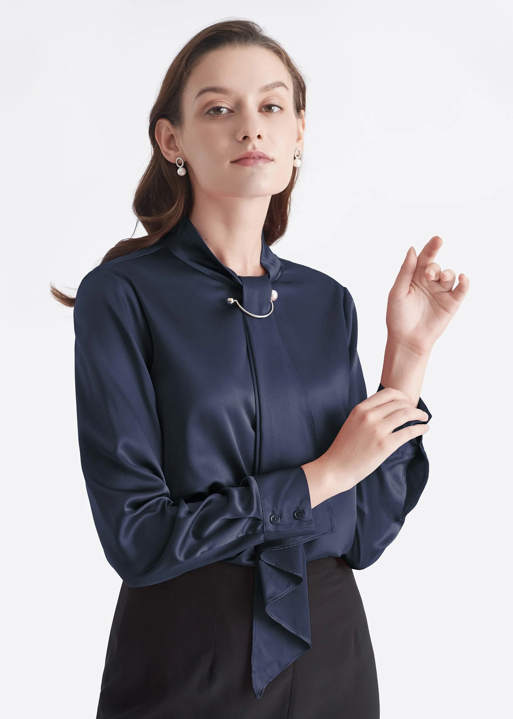 Feminine Stand Collar Blouse