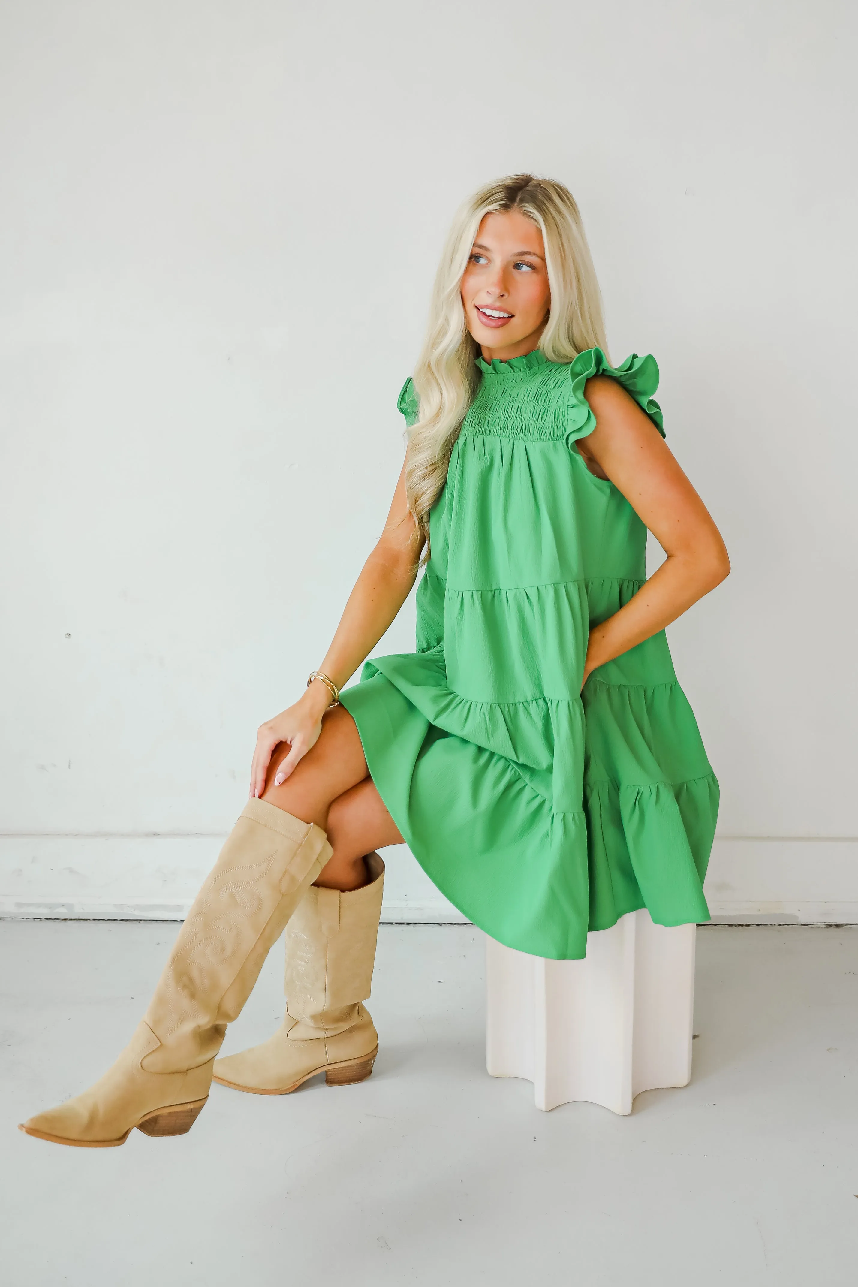 FINAL SALE - Proof Of Perfection Green Tiered Mini Dress