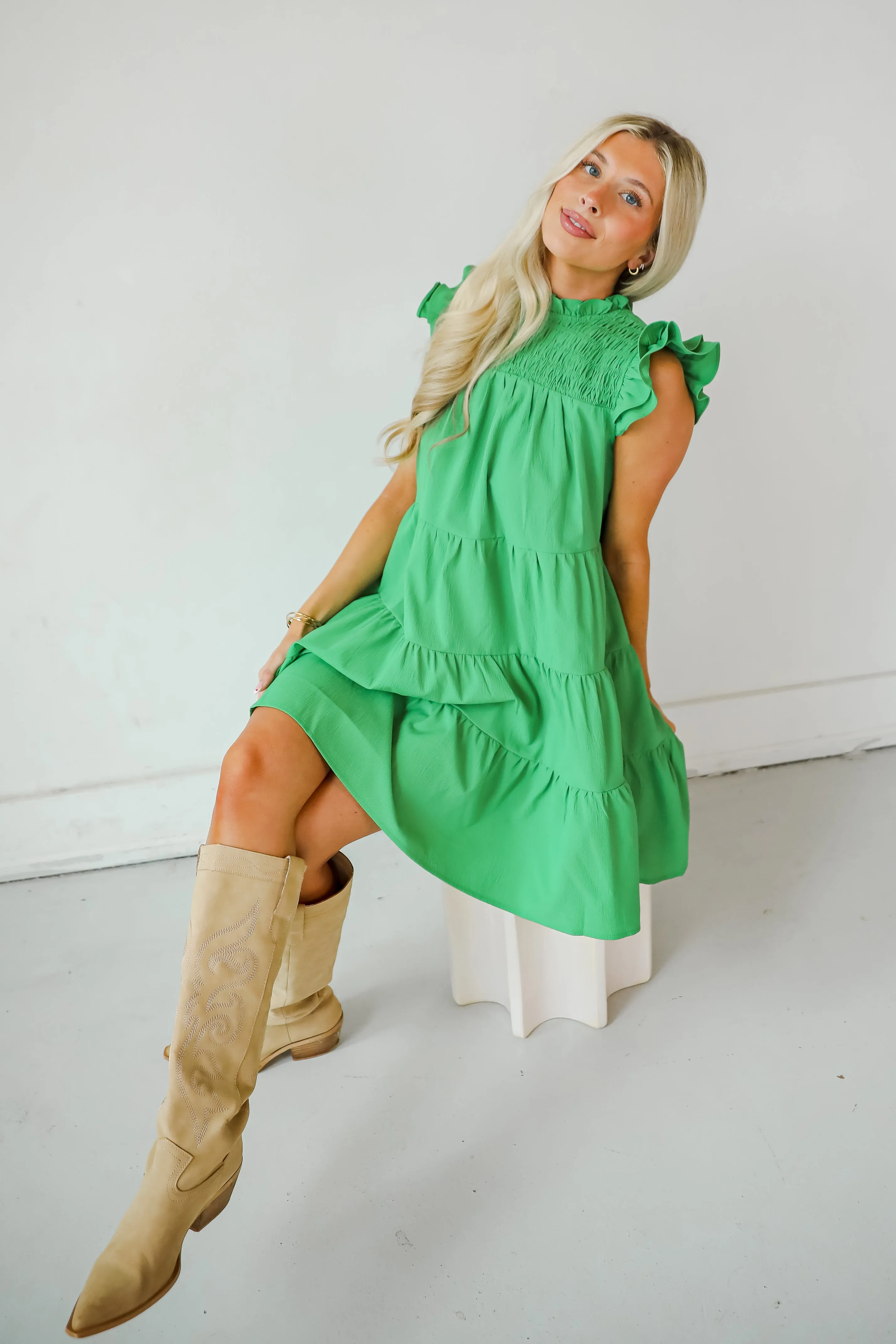 FINAL SALE - Proof Of Perfection Green Tiered Mini Dress