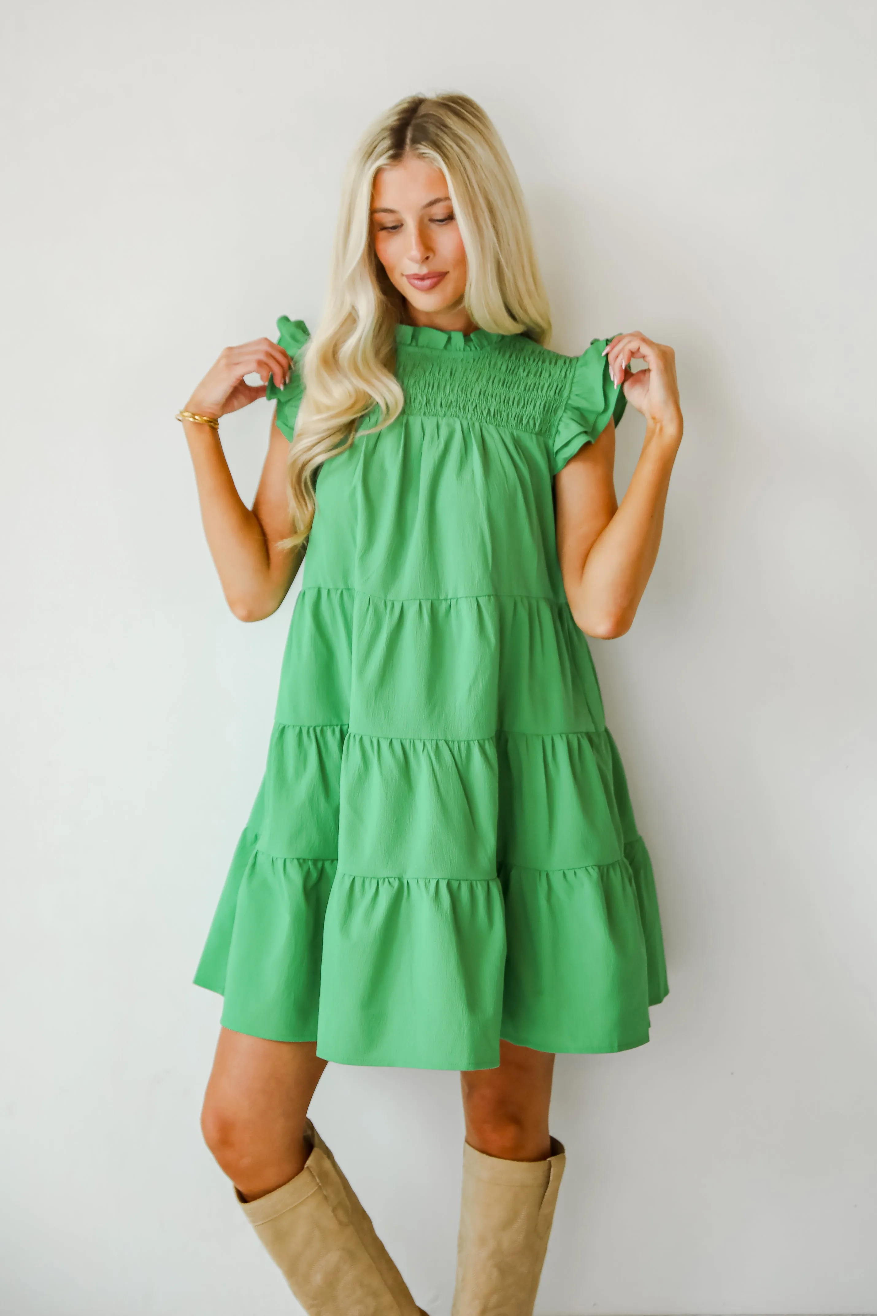 FINAL SALE - Proof Of Perfection Green Tiered Mini Dress