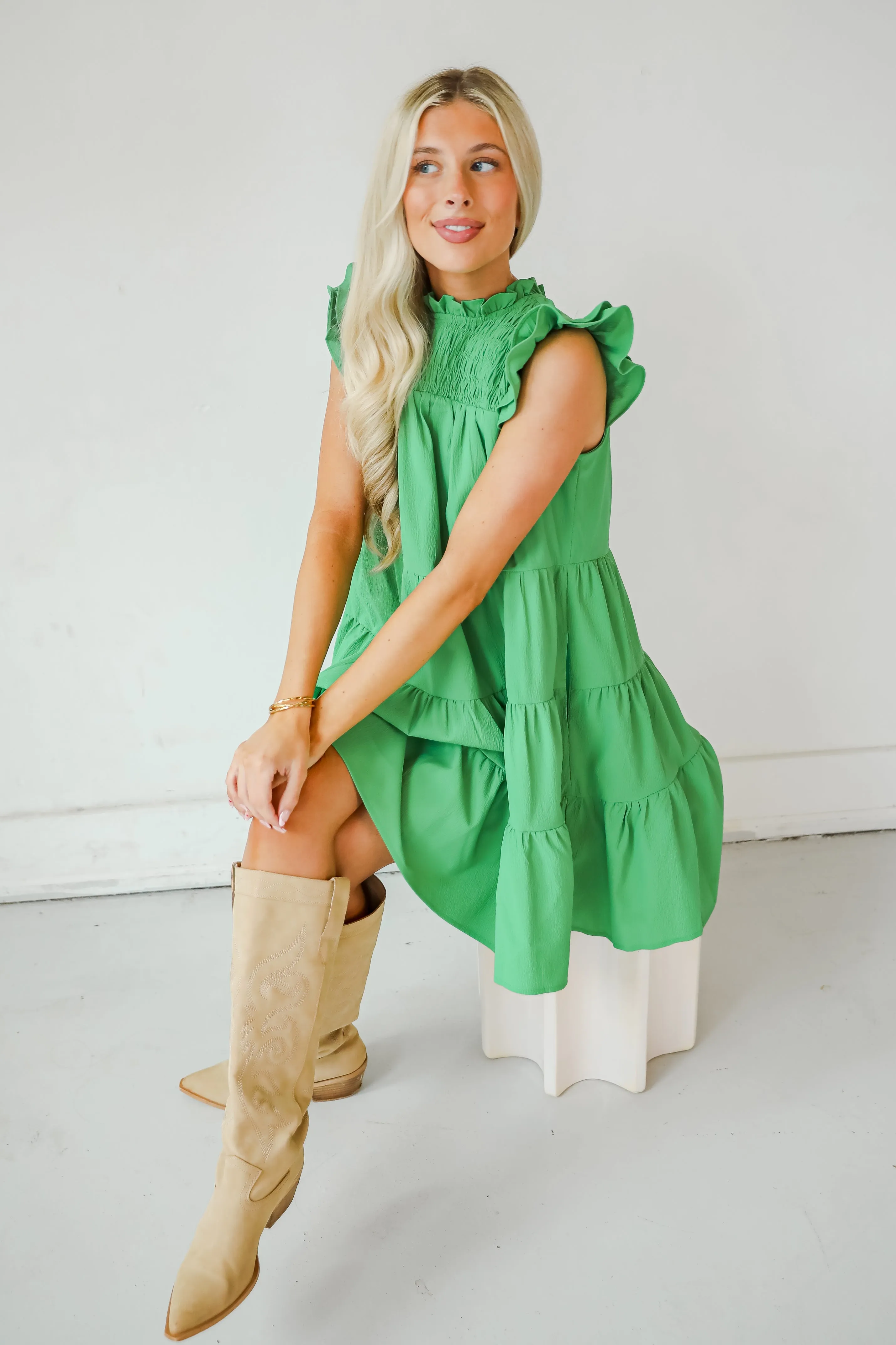 FINAL SALE - Proof Of Perfection Green Tiered Mini Dress