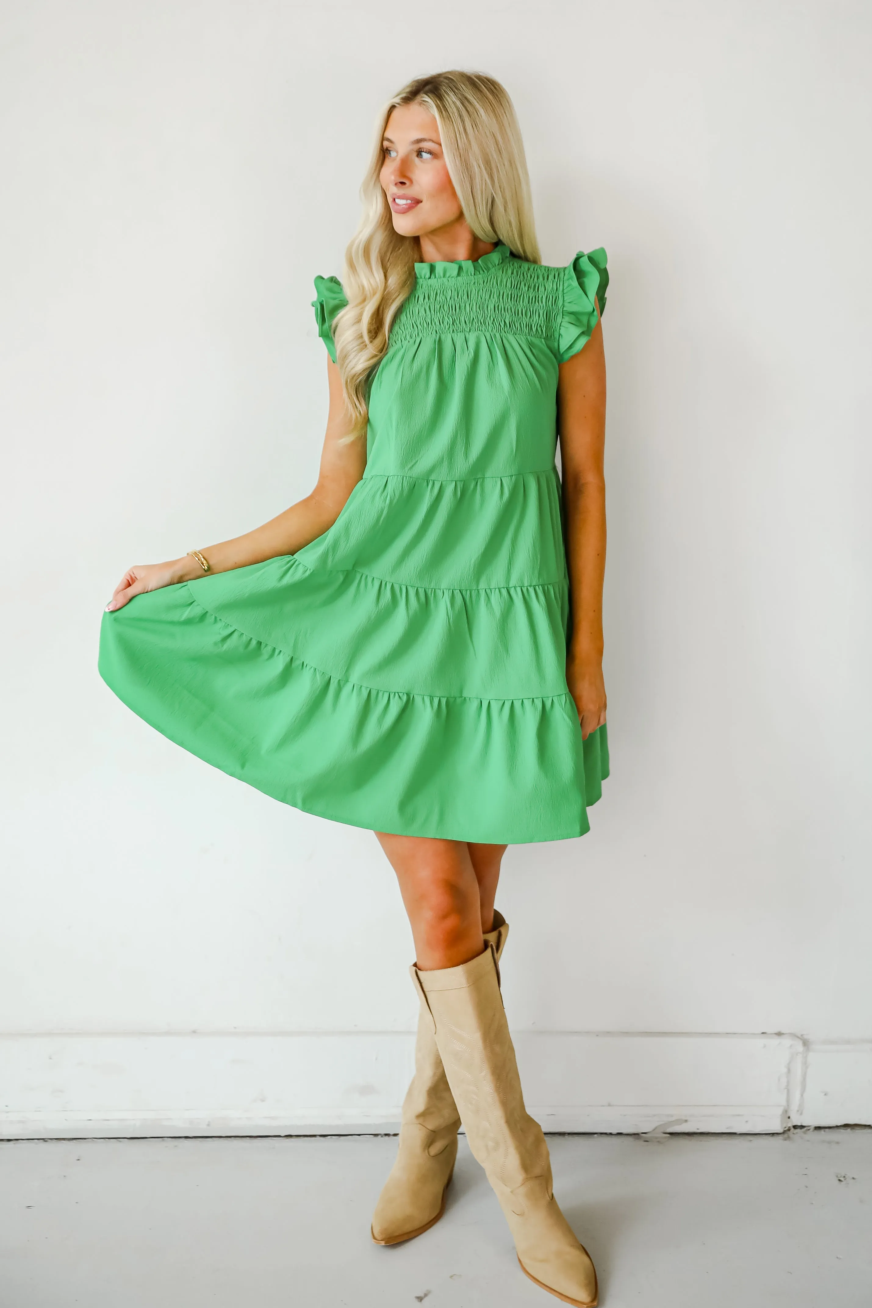 FINAL SALE - Proof Of Perfection Green Tiered Mini Dress