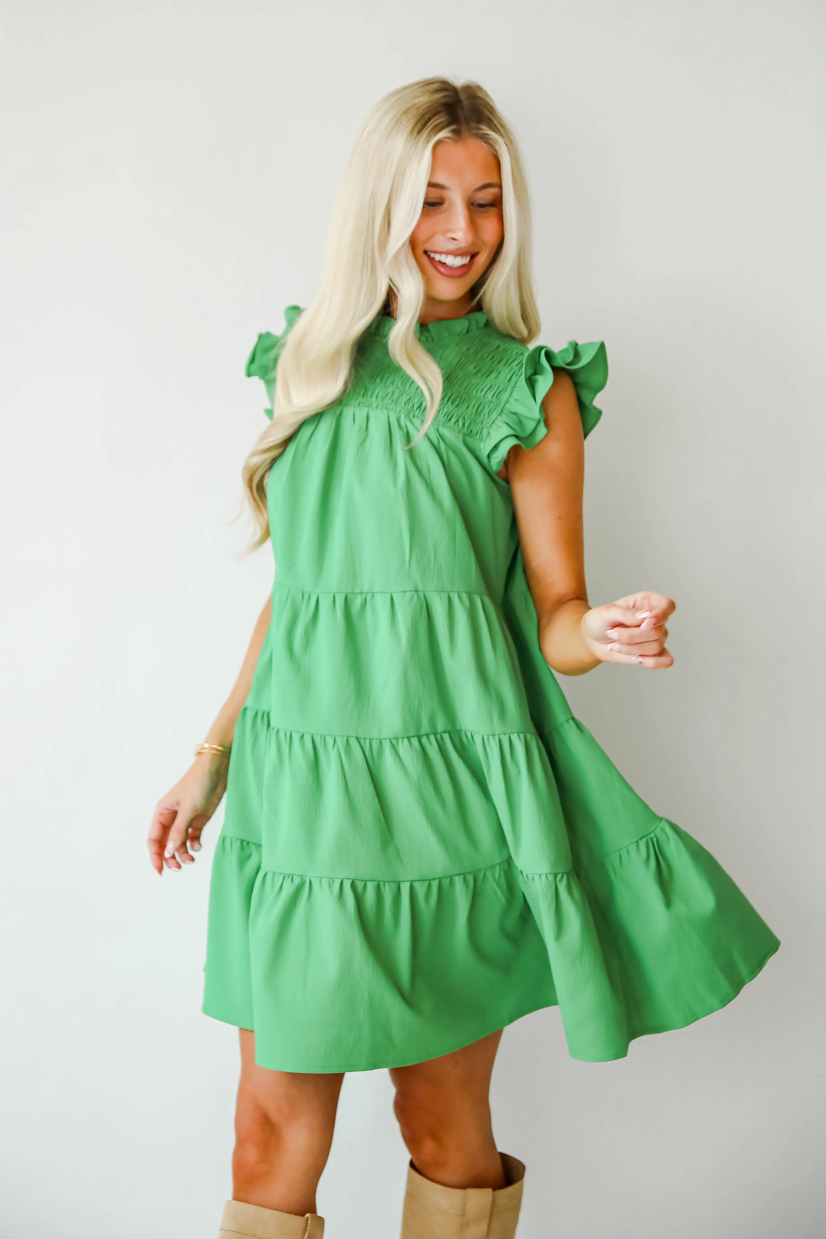FINAL SALE - Proof Of Perfection Green Tiered Mini Dress