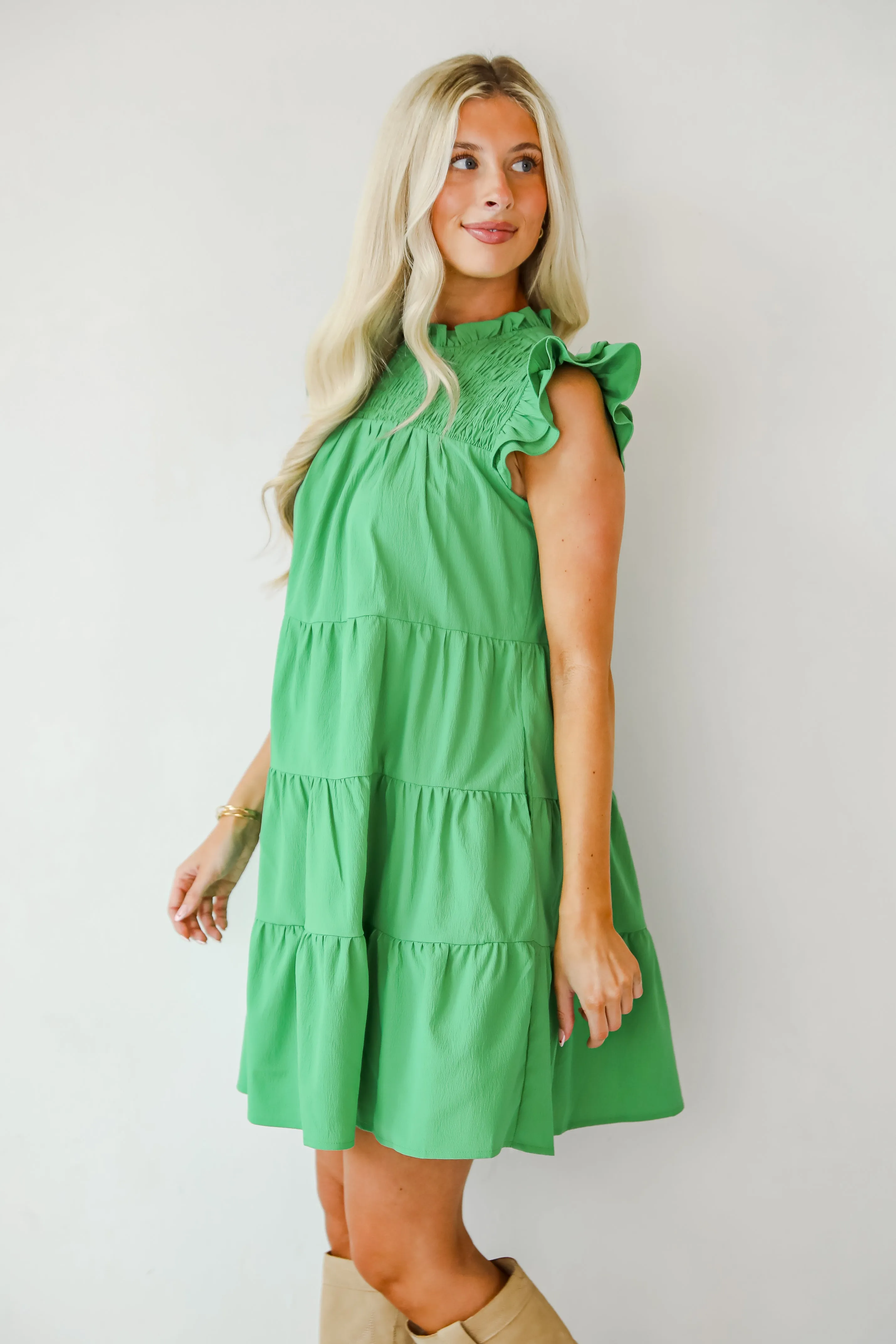 FINAL SALE - Proof Of Perfection Green Tiered Mini Dress