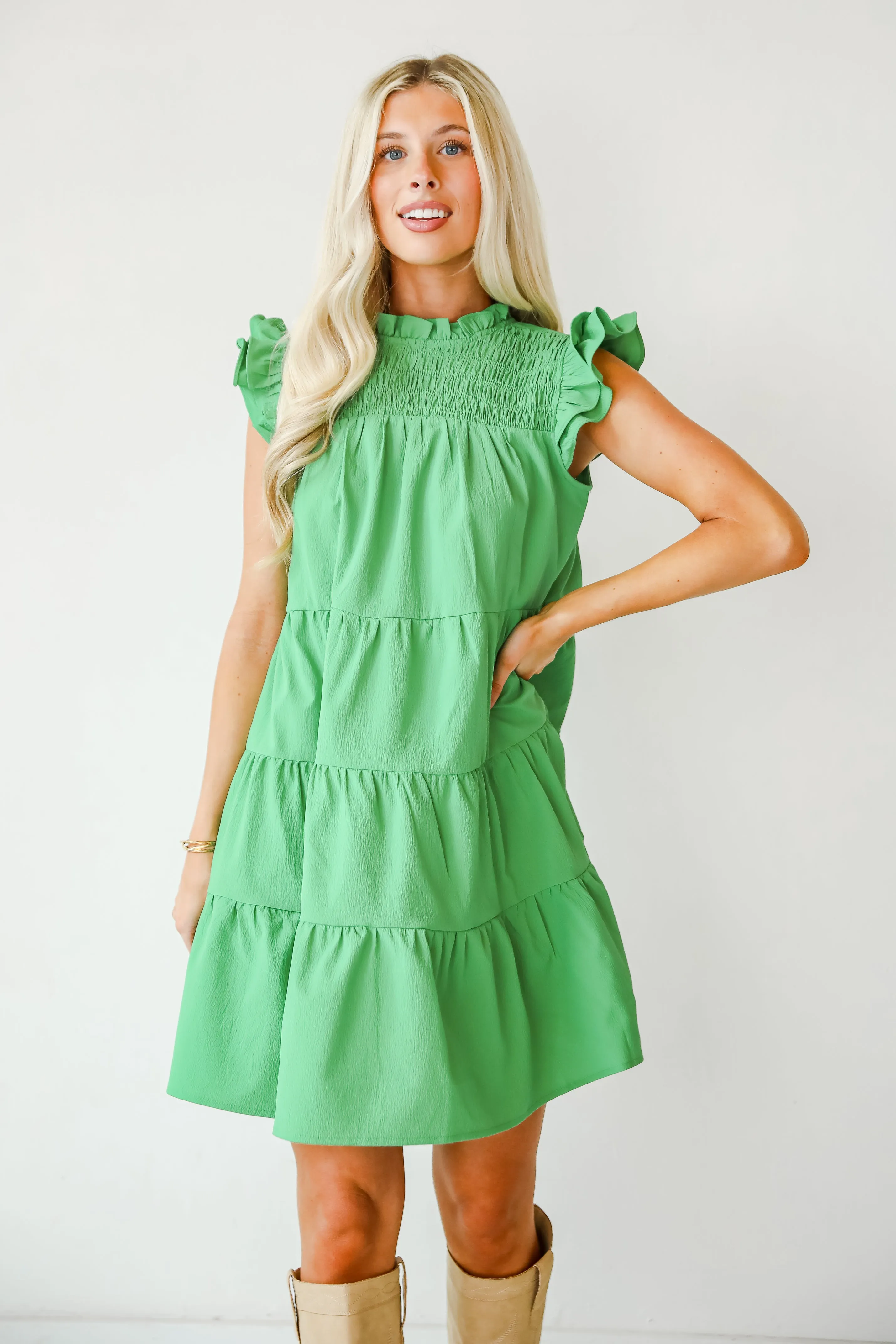 FINAL SALE - Proof Of Perfection Green Tiered Mini Dress