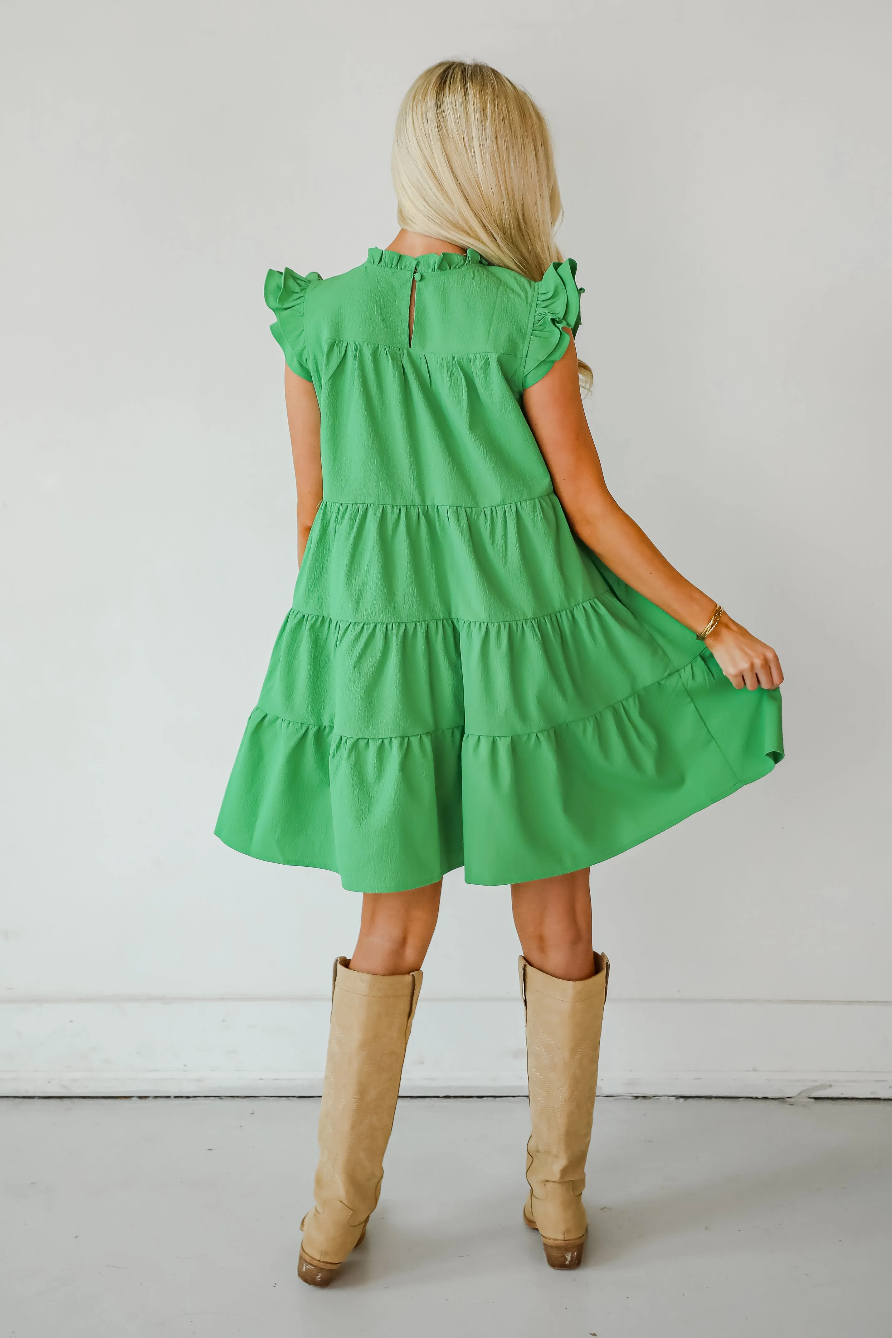 FINAL SALE - Proof Of Perfection Green Tiered Mini Dress