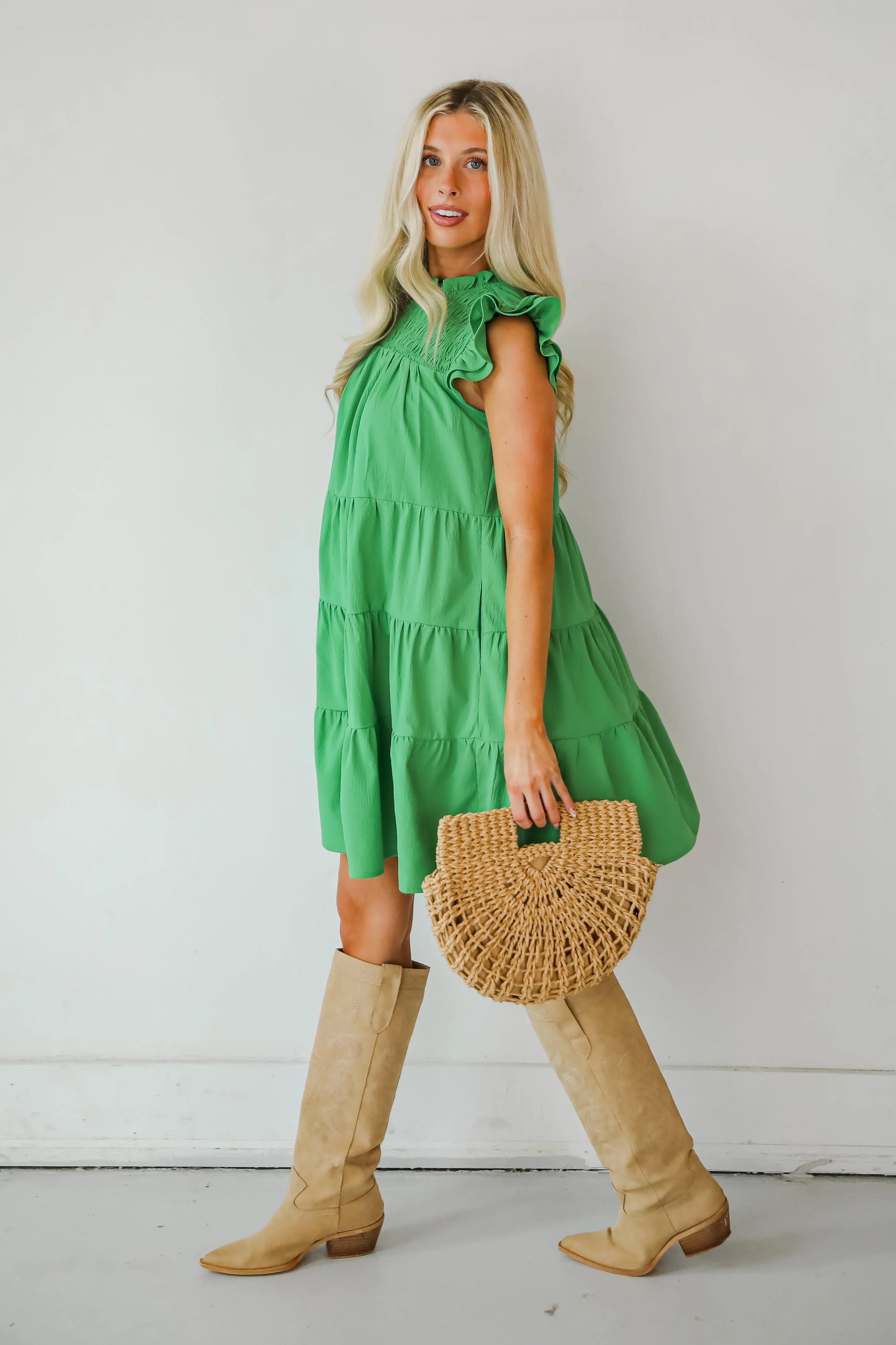 FINAL SALE - Proof Of Perfection Green Tiered Mini Dress