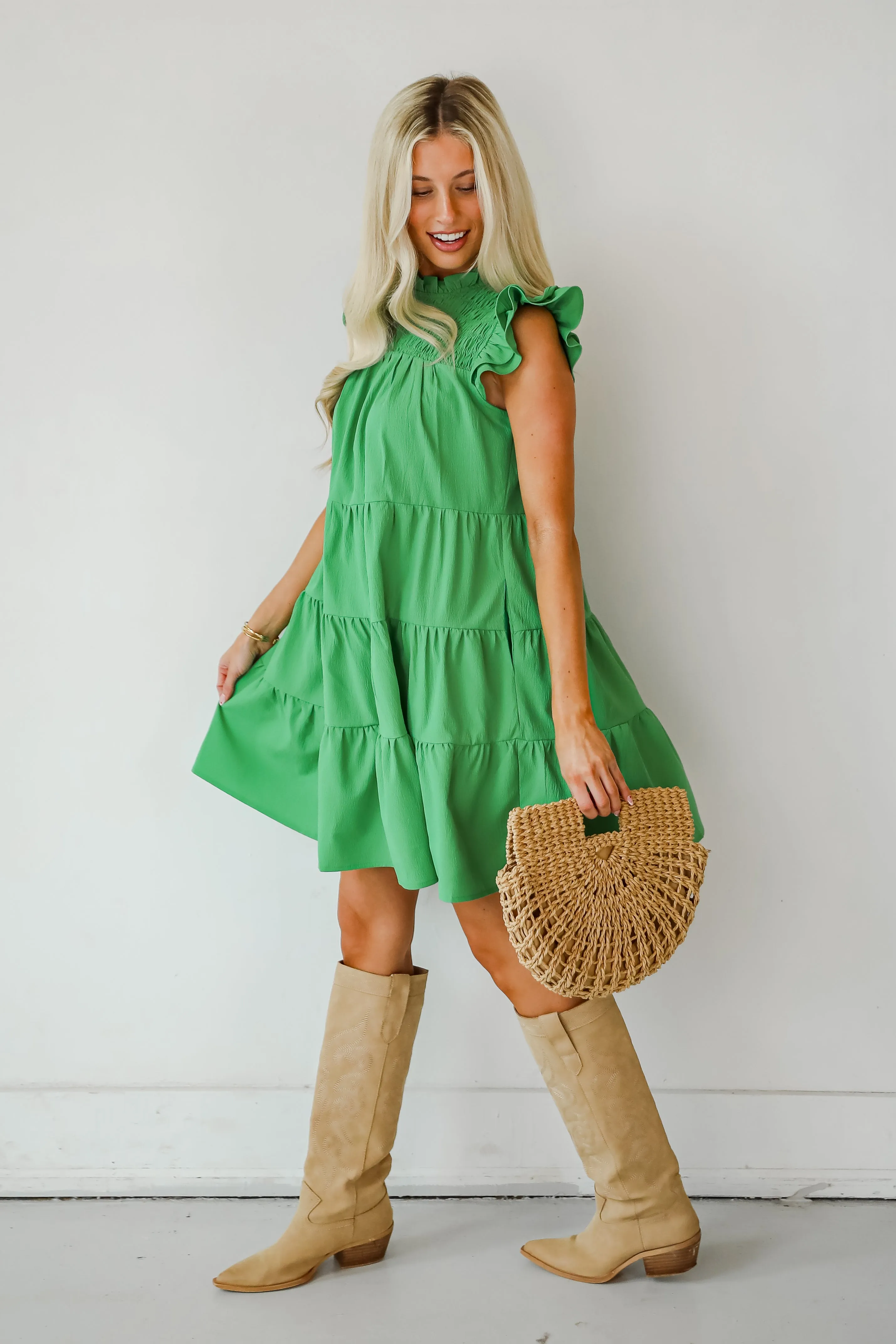 FINAL SALE - Proof Of Perfection Green Tiered Mini Dress