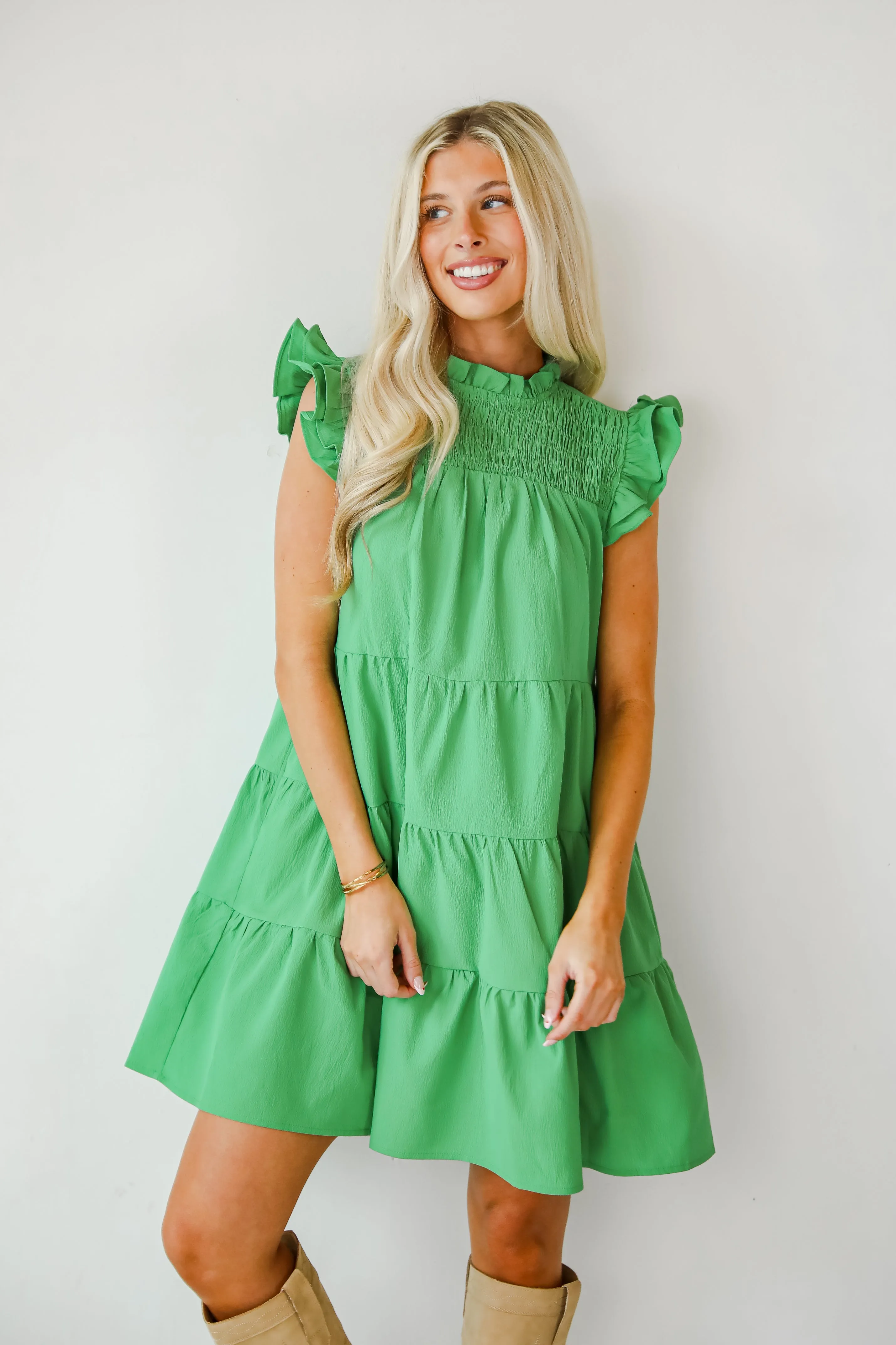 FINAL SALE - Proof Of Perfection Green Tiered Mini Dress