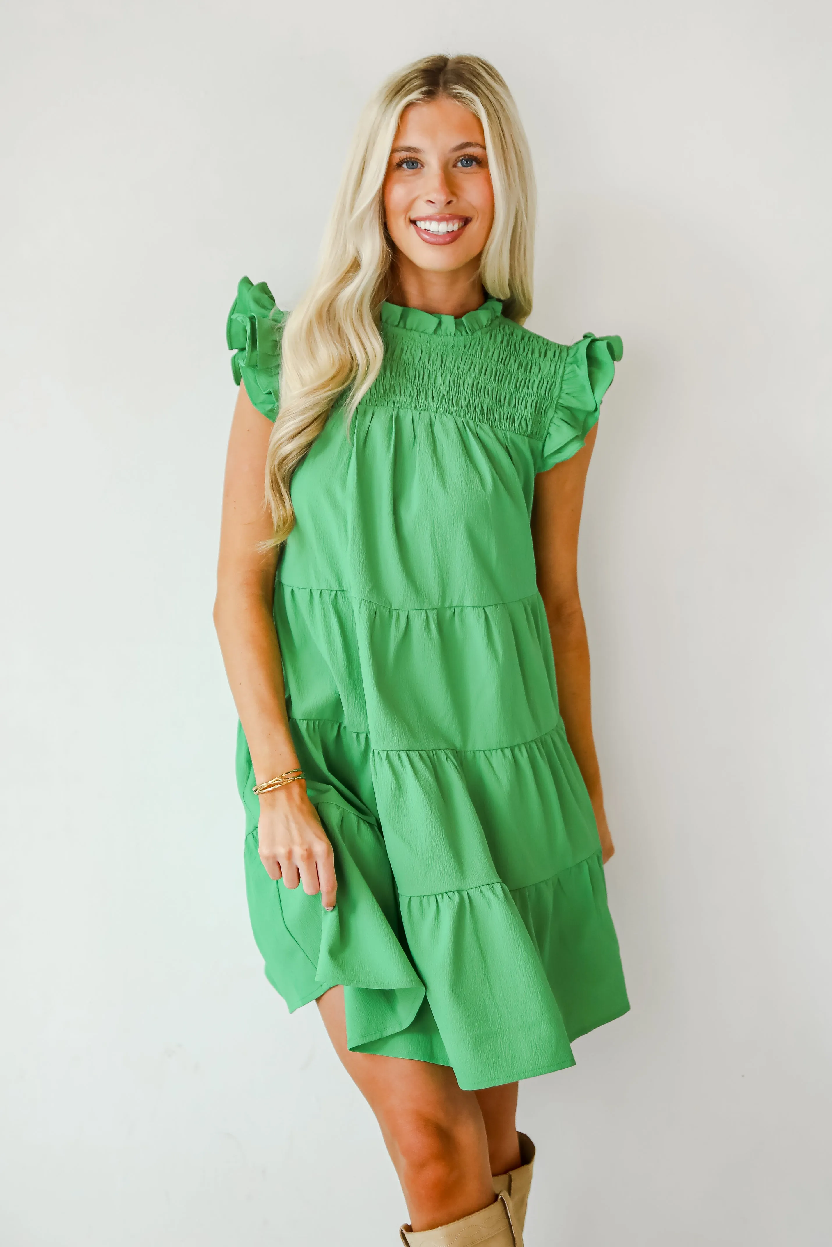 FINAL SALE - Proof Of Perfection Green Tiered Mini Dress