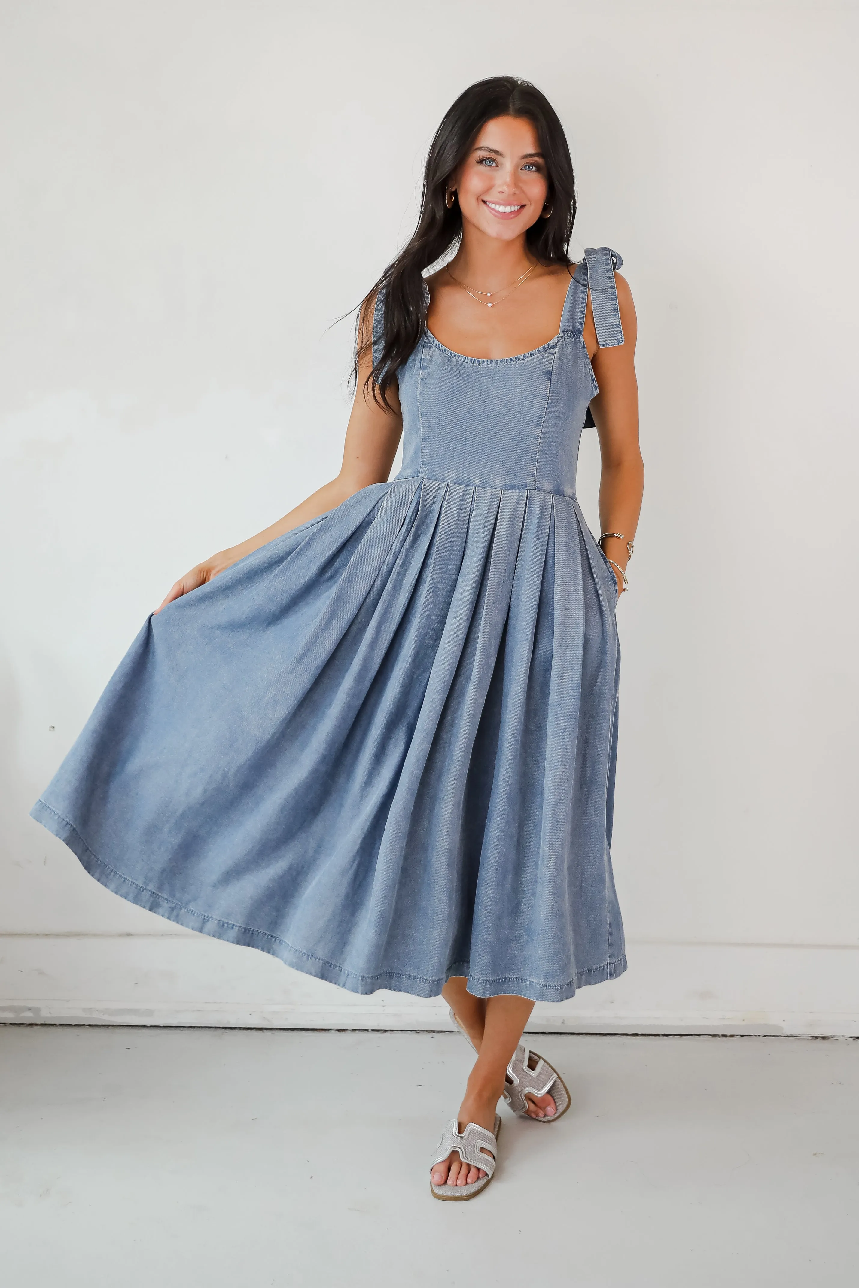 FINAL SALE - Truly Unforgettable Denim Midi Dress