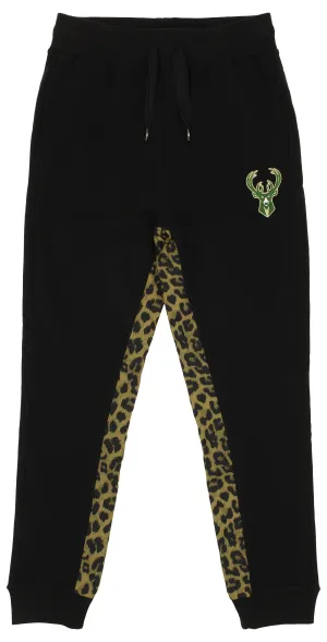 FISLL NBA Women's Milwaukee Bucks Leopard Print Jogger Pants