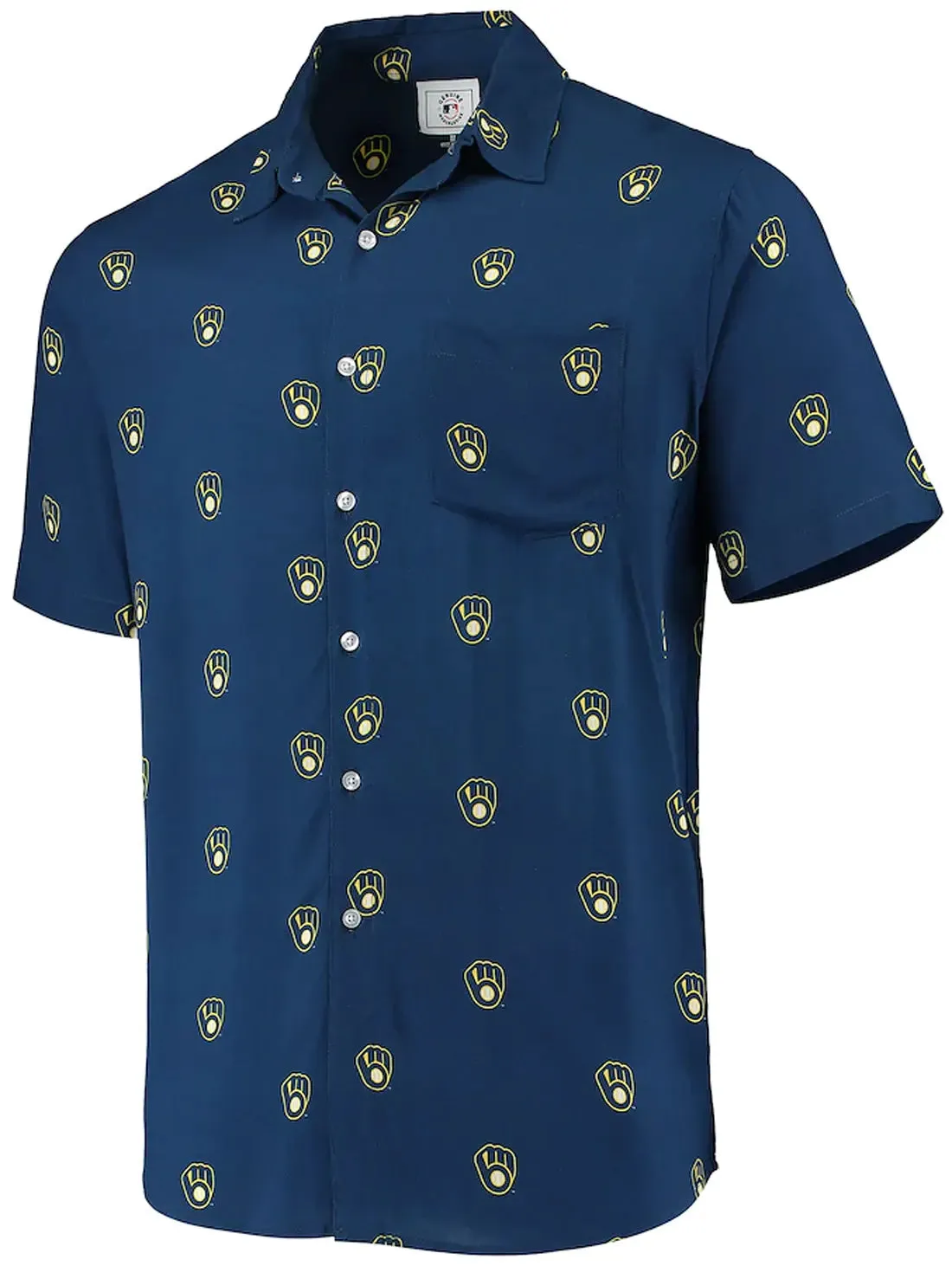 FOCO MLB Women's Milwaukee Brewers Repeat Mini Print Button Up Shirt