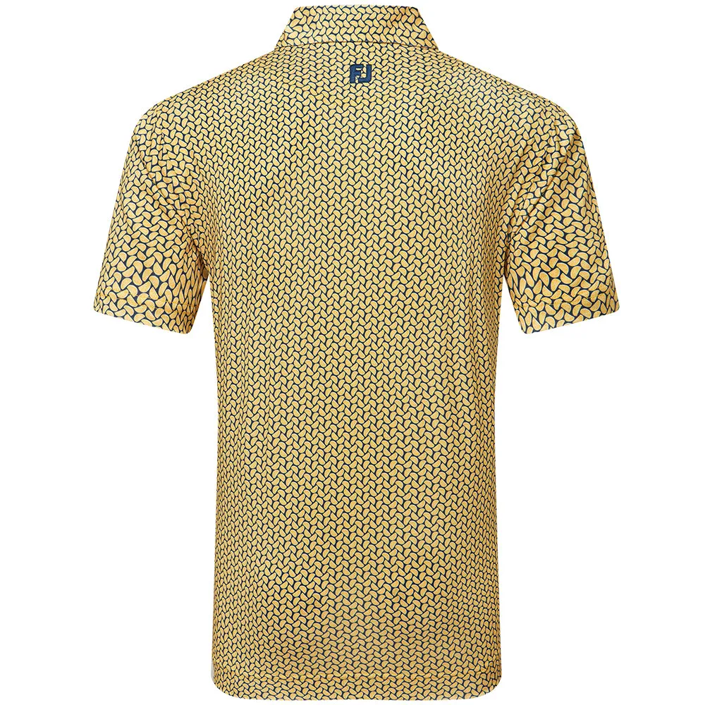 FootJoy Citrus Print Lisle Polo Shirt - Taxi/Navy
