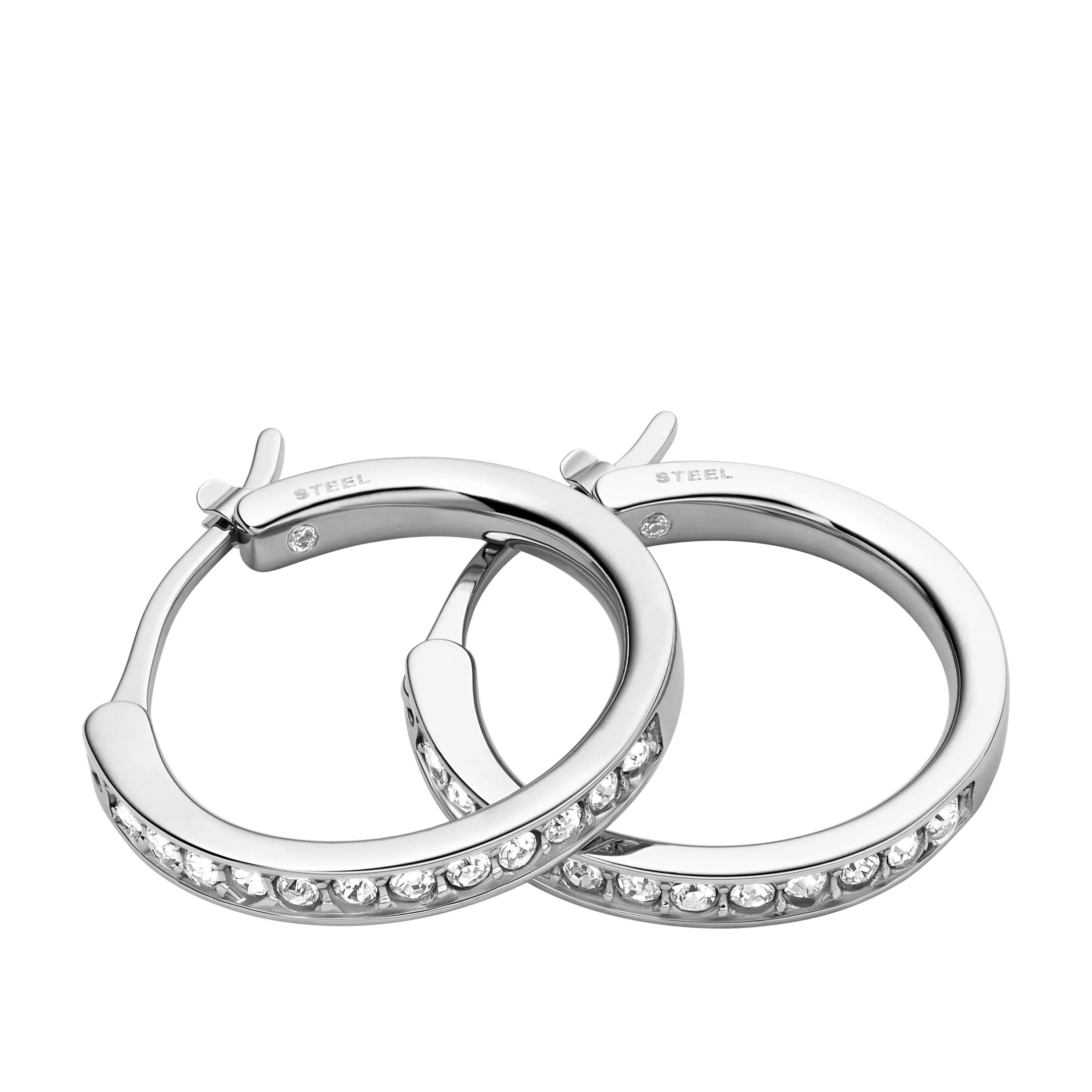 Fossil Narrow Women's Silver Stainless Steel Hoop Earring