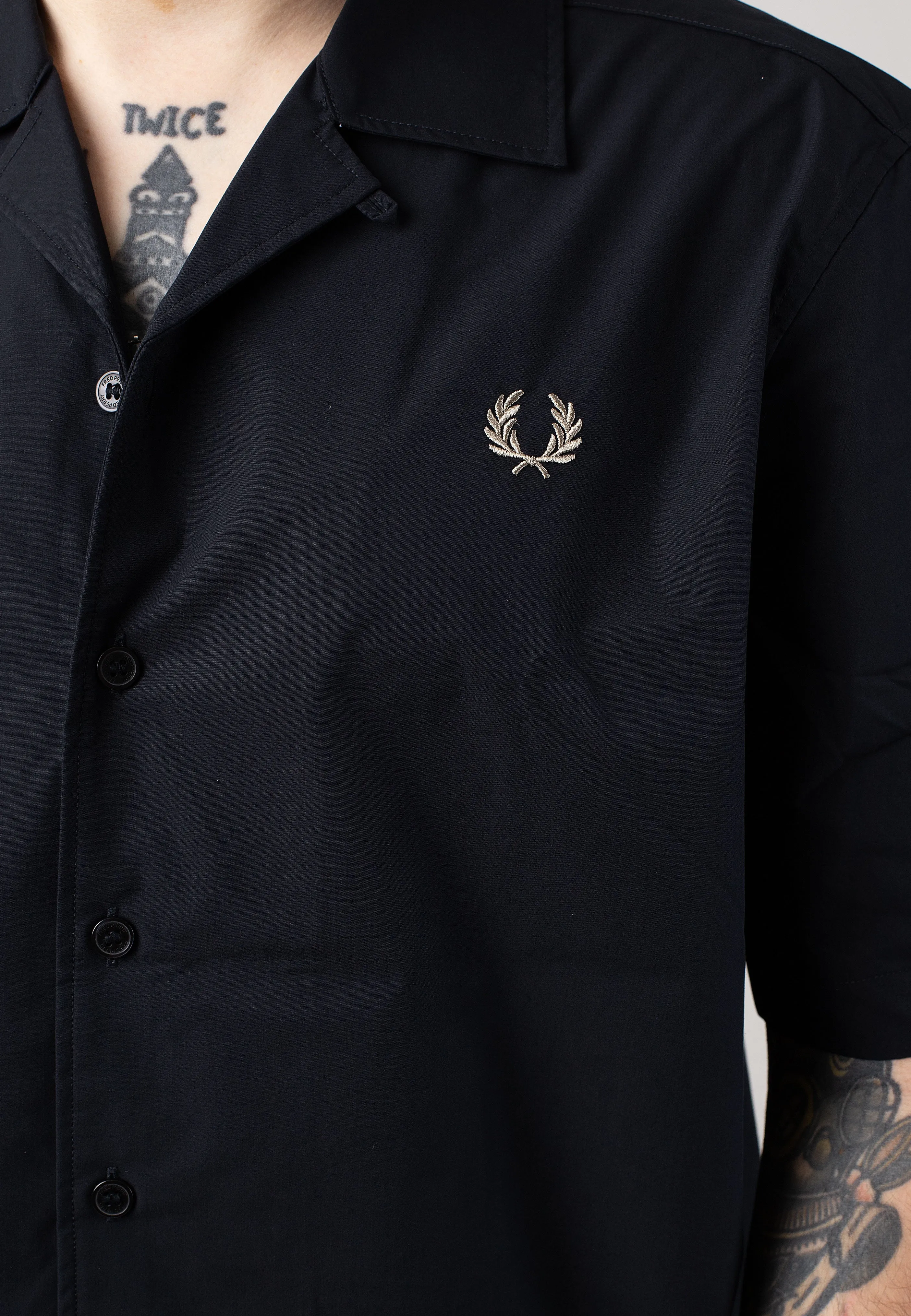 Fred Perry - Ribbed Hem Revere Collar Navy - Shirt