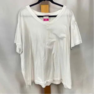 Fresh Produce Women's Size 3X White Solid Short Sleeve Shirt