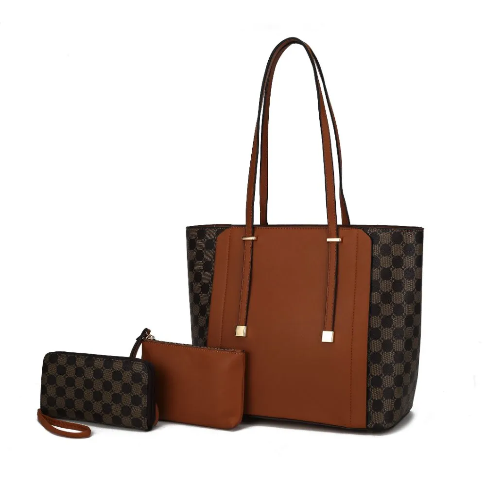Giana Vegan Leather Tote Handbag -3 piece set