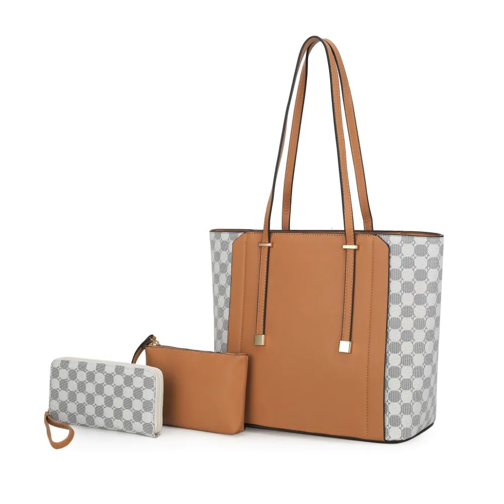 Giana Vegan Leather Tote Handbag -3 piece set