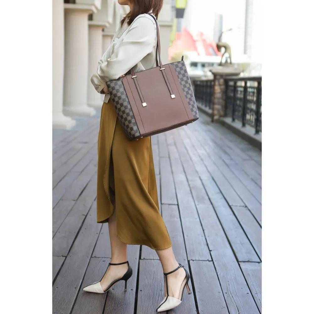 Giana Vegan Leather Tote Handbag -3 piece set