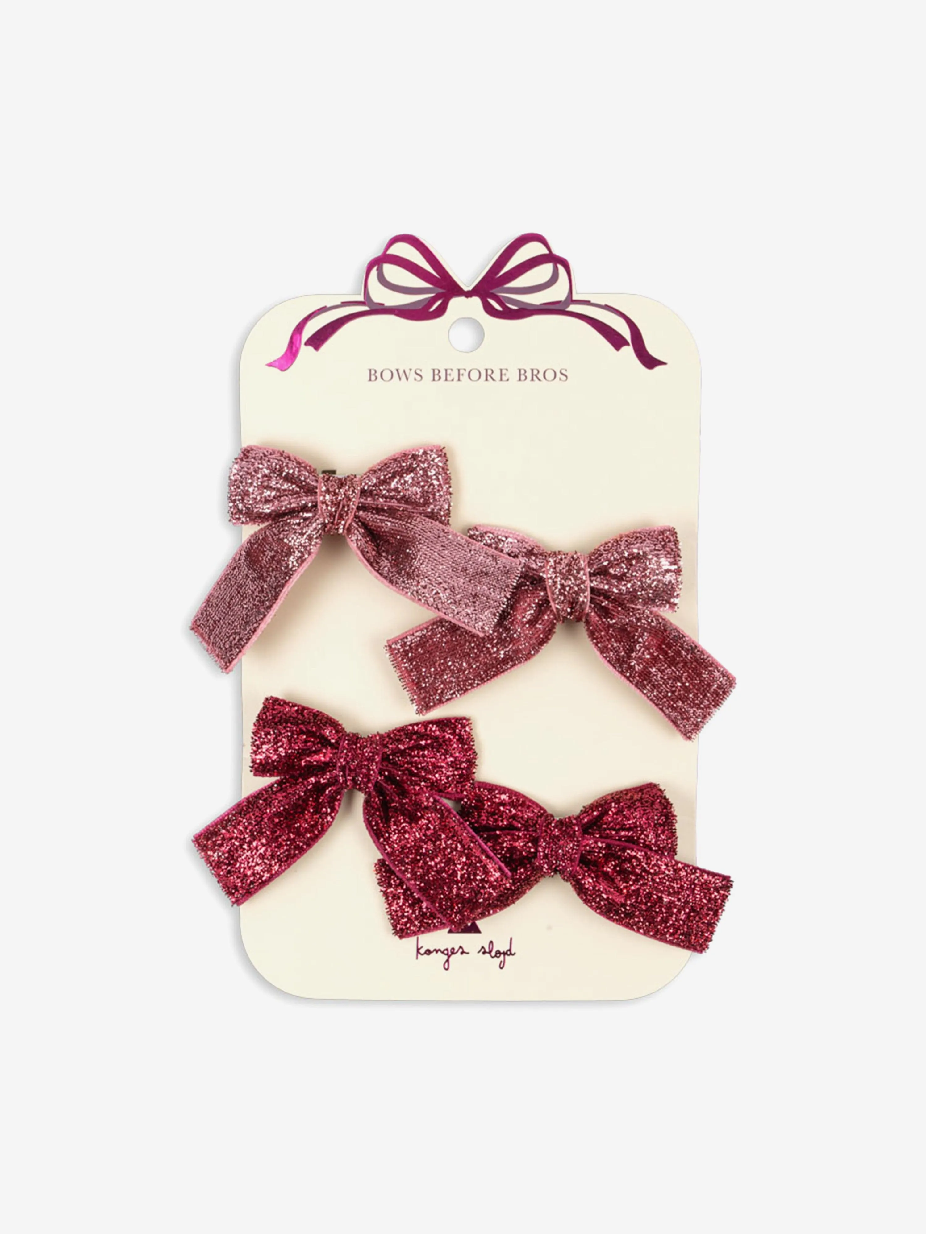 Girls 4 Pack Glitter Bow Hair Clips in Pink