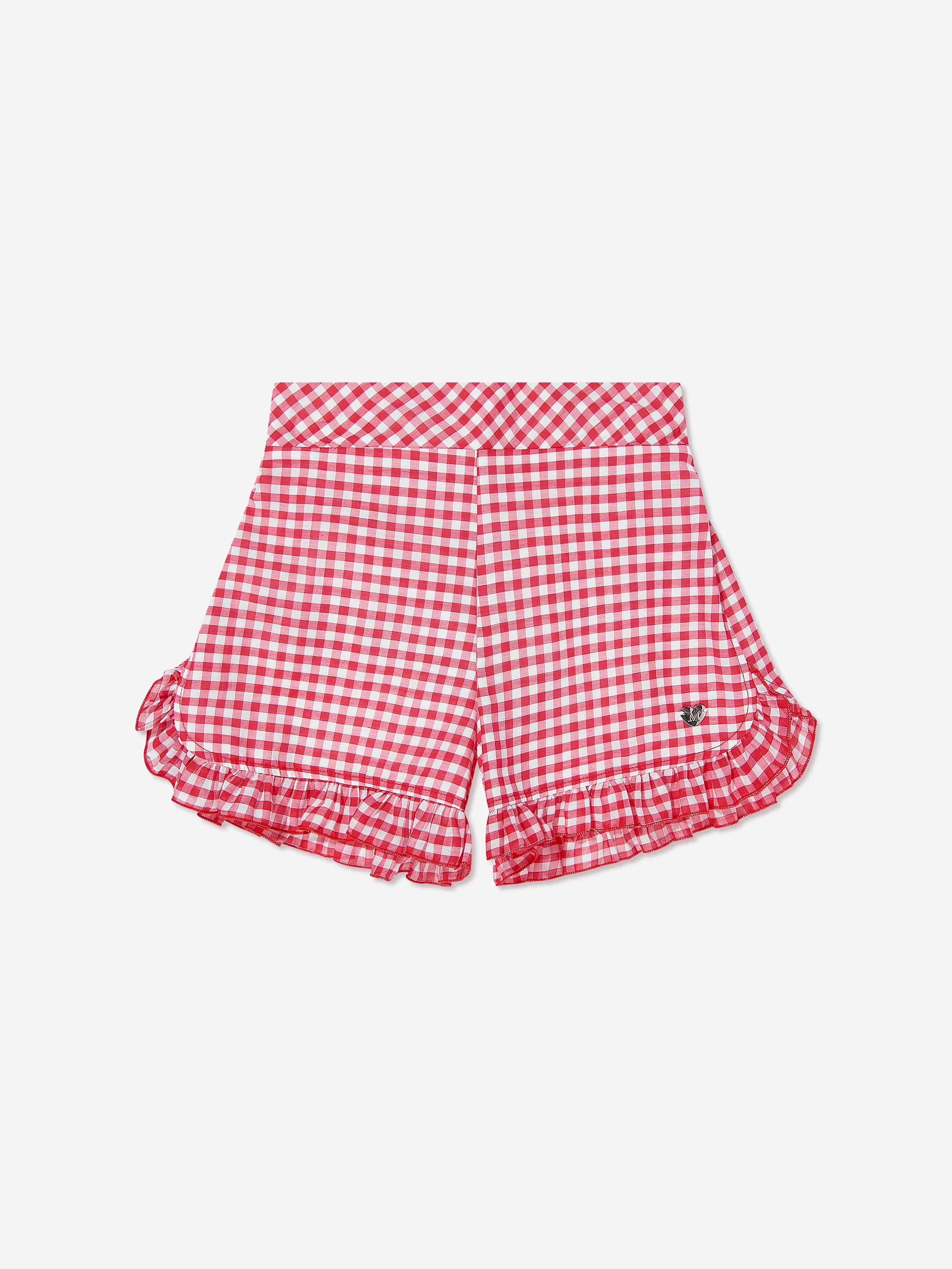 Girls Gingham Shorts Set in Red