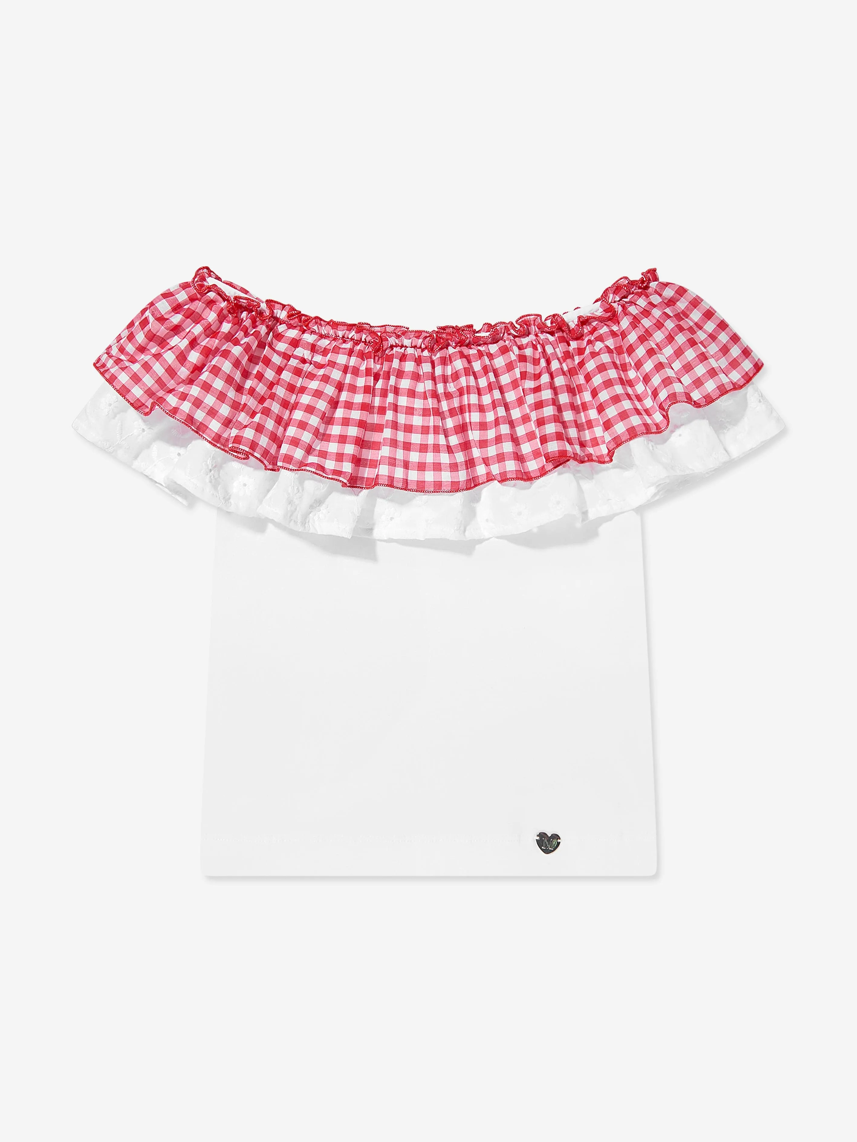 Girls Gingham Shorts Set in Red