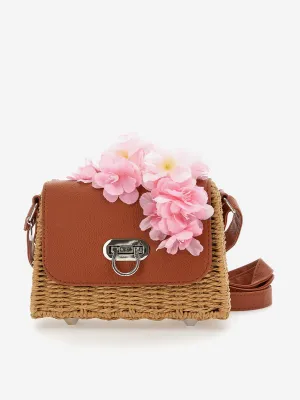 Girls Peach Blossom Woven Bag  in Beige (17cm)