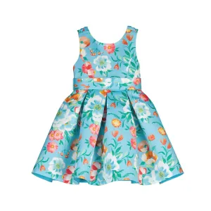 Girl's Satin Dress In Turquoise
