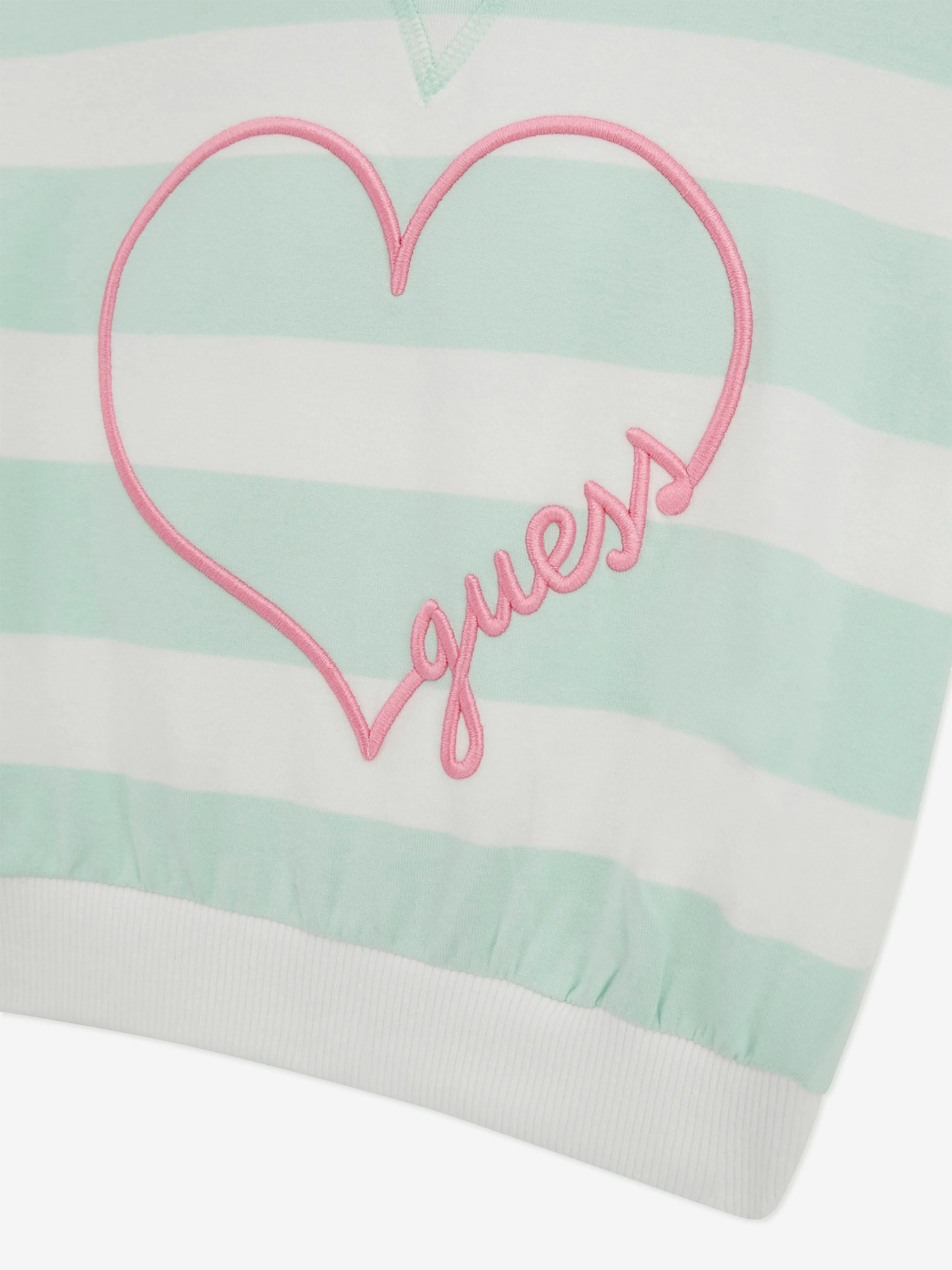Girls Striped Heart Hoodie in Green