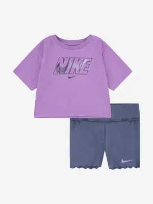 Girls Swoosh Motion Short Set in Blue