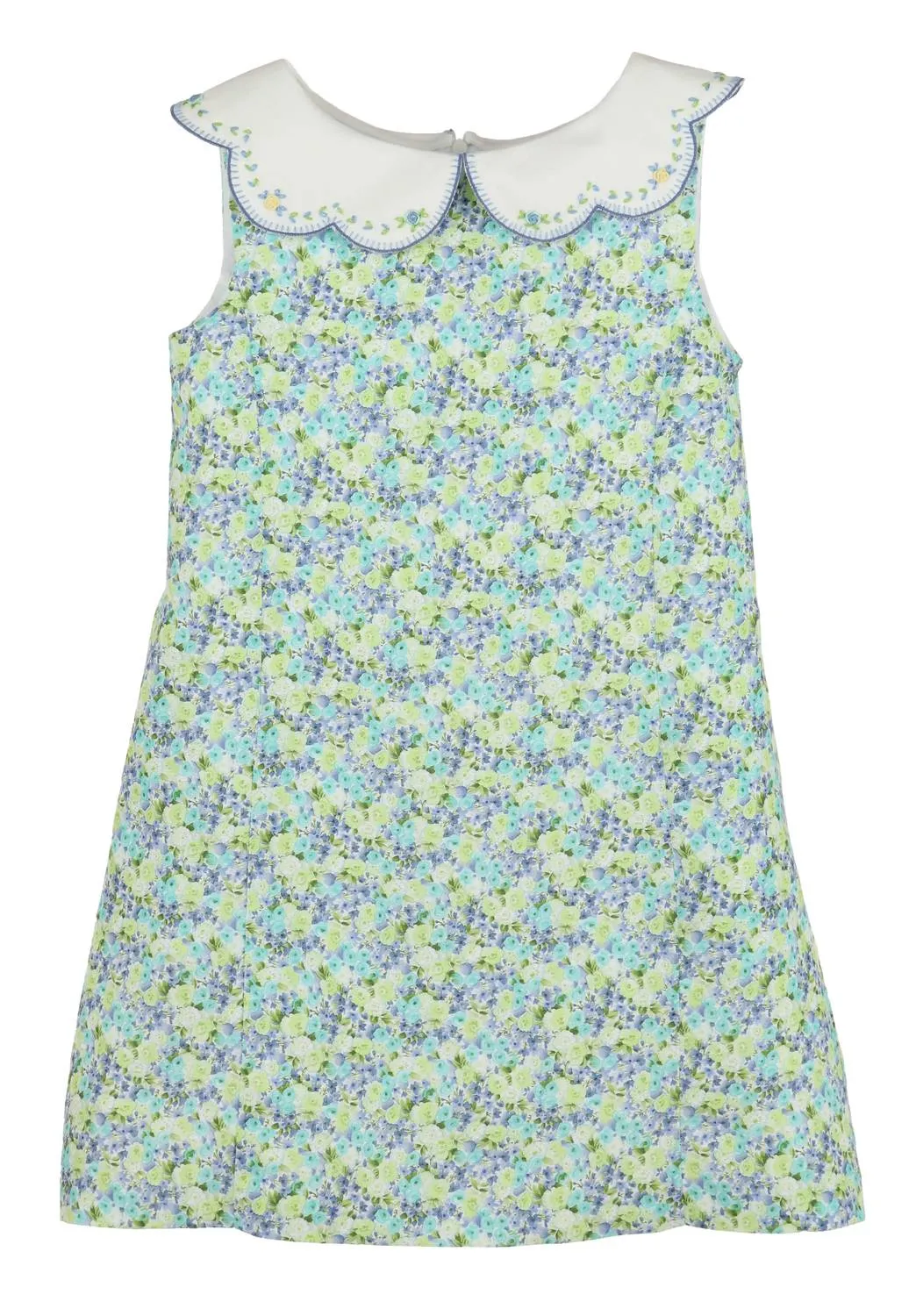 Girl's Vintage Smock Dress In Blue
