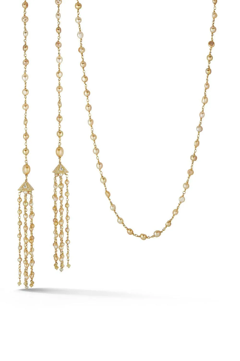 Golden Keshi Pearl Tassel Necklace