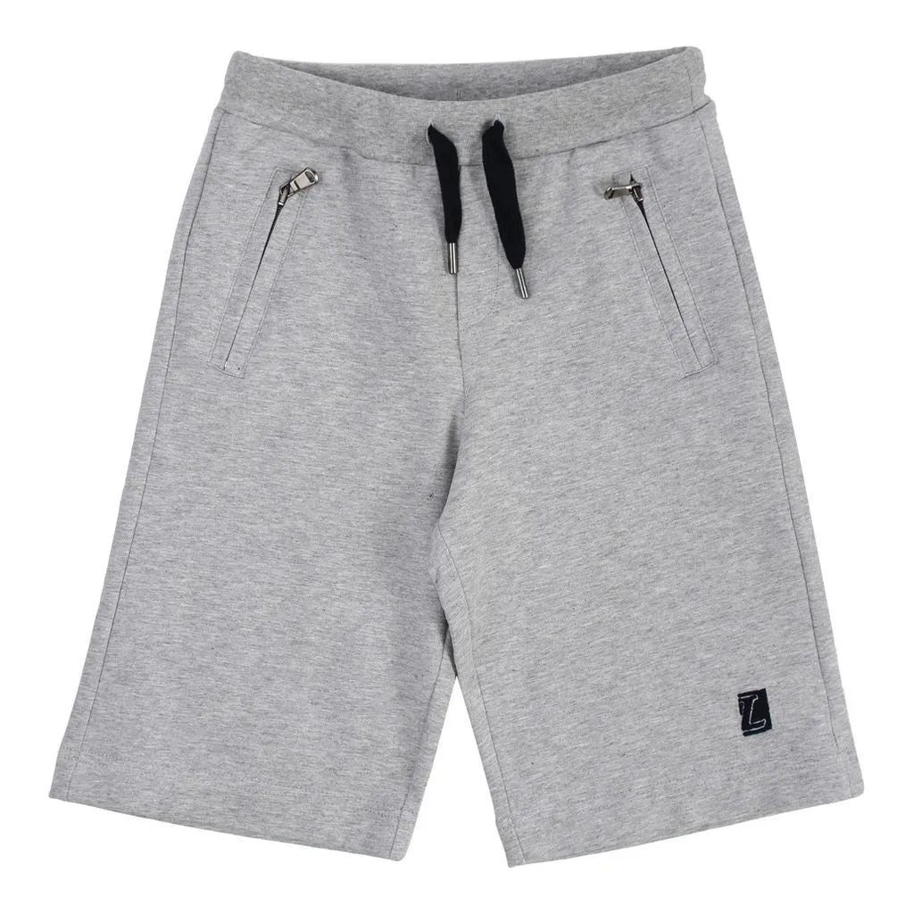 Gray Logo Cotton Shorts