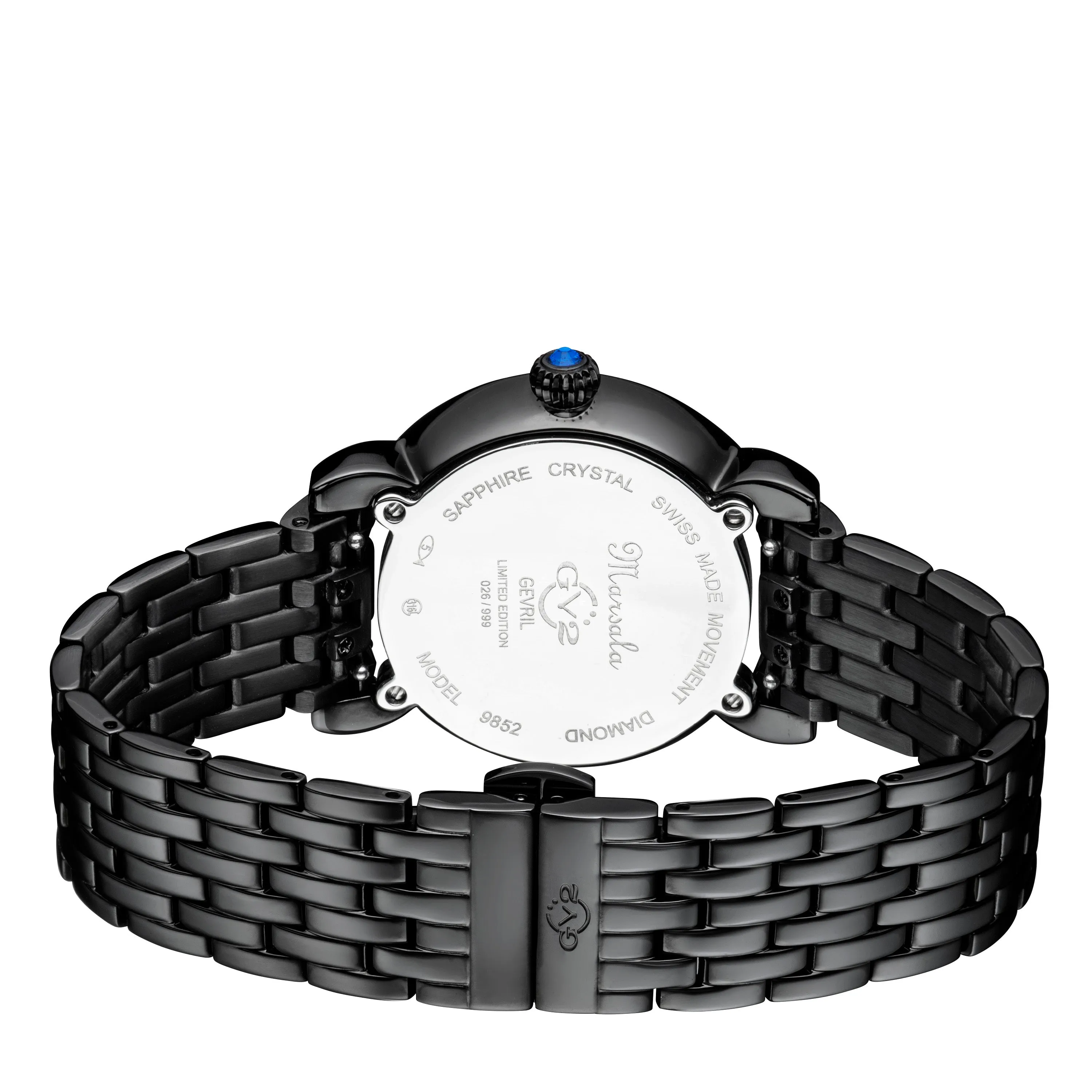 GV2 Women's Marsala Tortoise Black Mother Of Pearl Dial IP Black Bracelet Watch