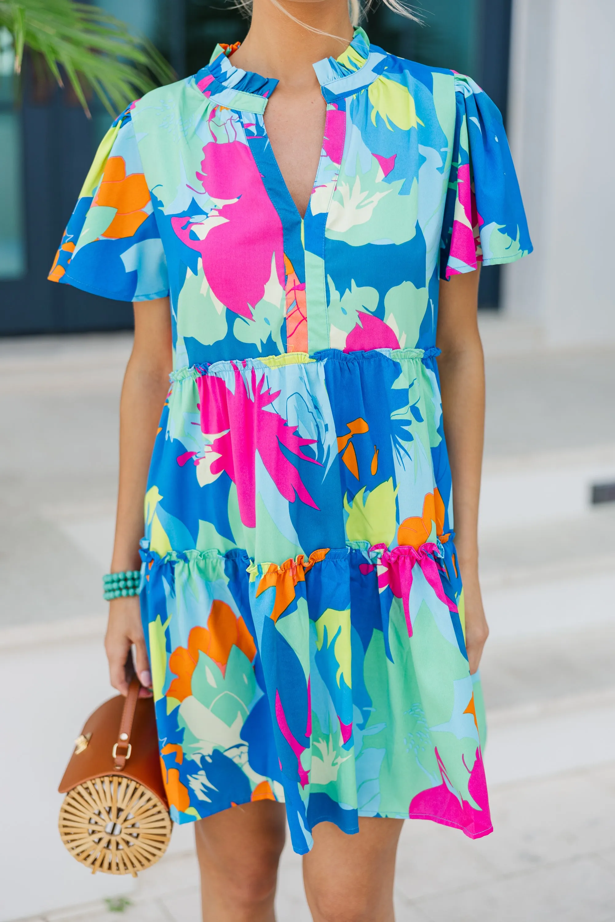 Happy Days Blue Floral Babydoll Dress