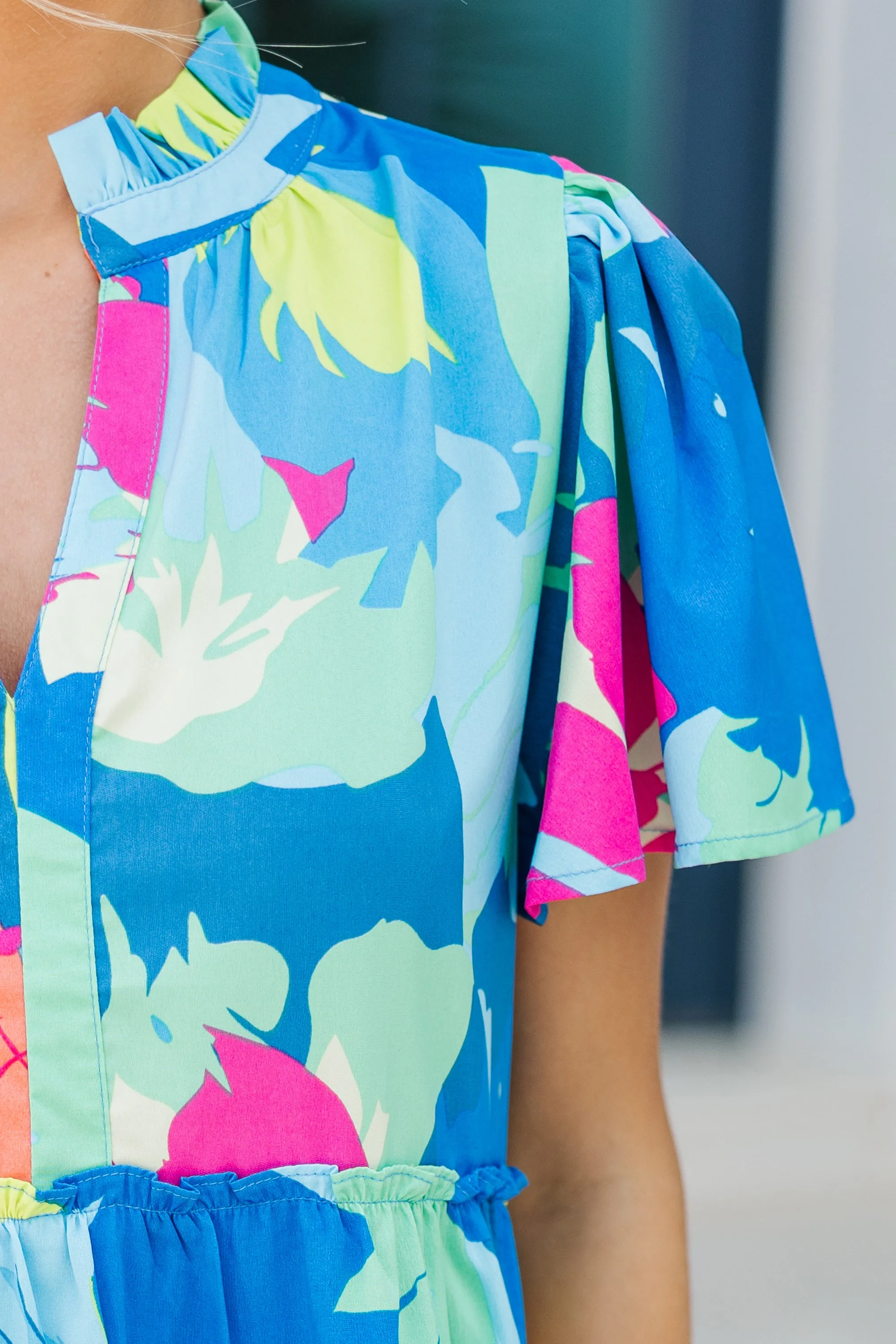 Happy Days Blue Floral Babydoll Dress