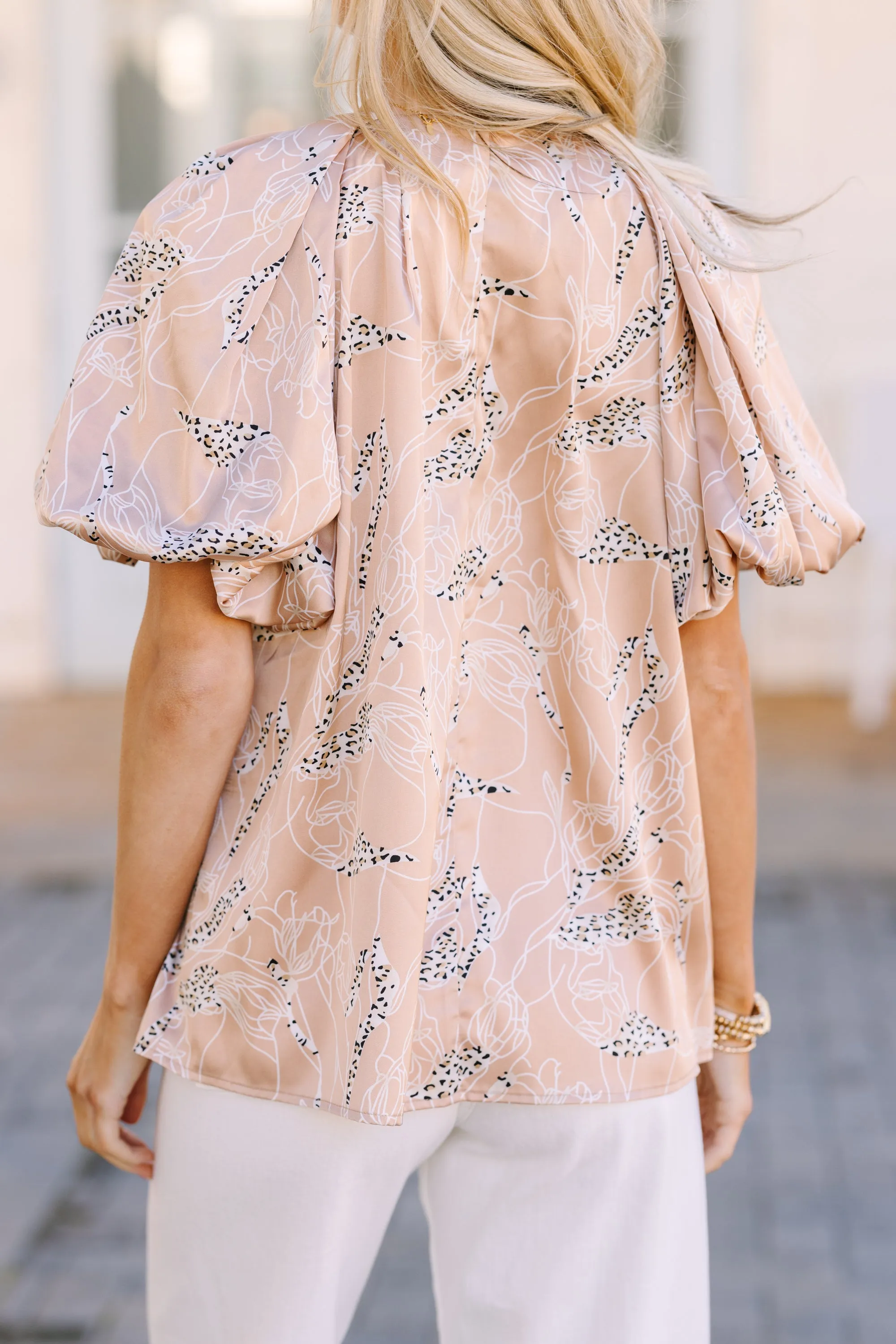 How It Feels Taupe Brown Leopard Blouse