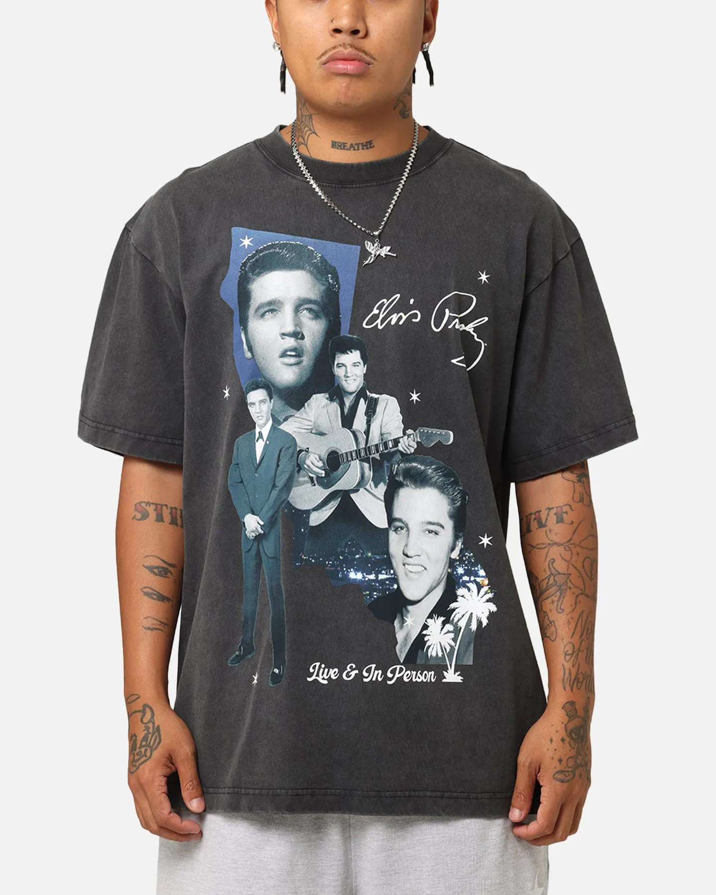 ID Supply Elvis Presley Live In LA T-Shirt Washed Black