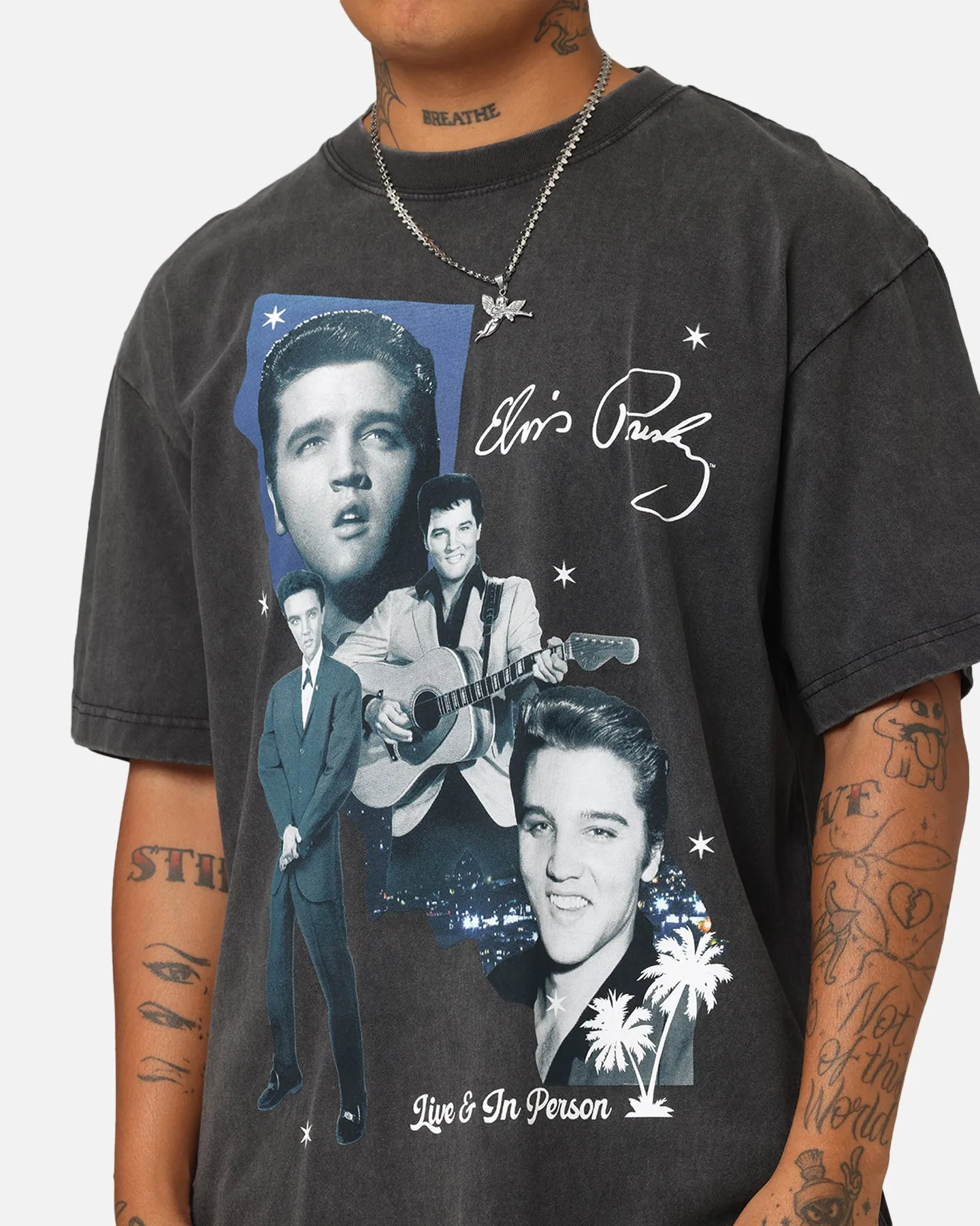 ID Supply Elvis Presley Live In LA T-Shirt Washed Black