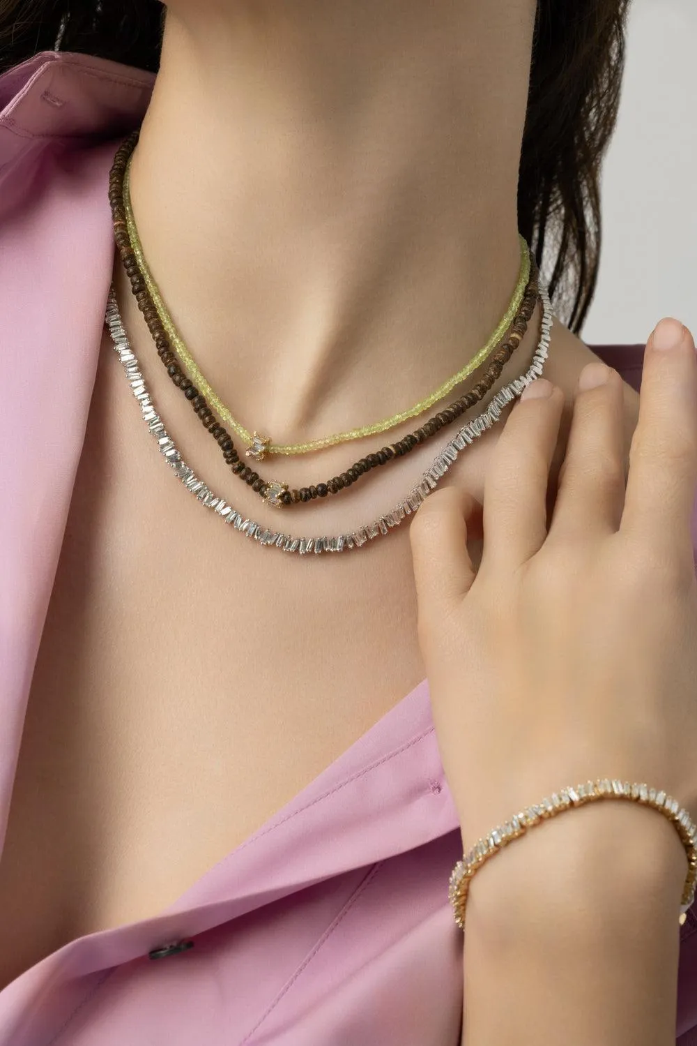 Infinite Chrysoberyl Diamond Bead Necklace