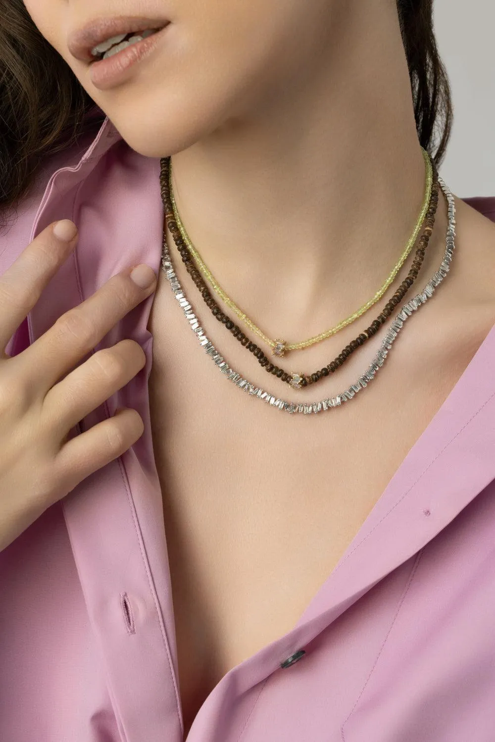 Infinite Chrysoberyl Diamond Bead Necklace