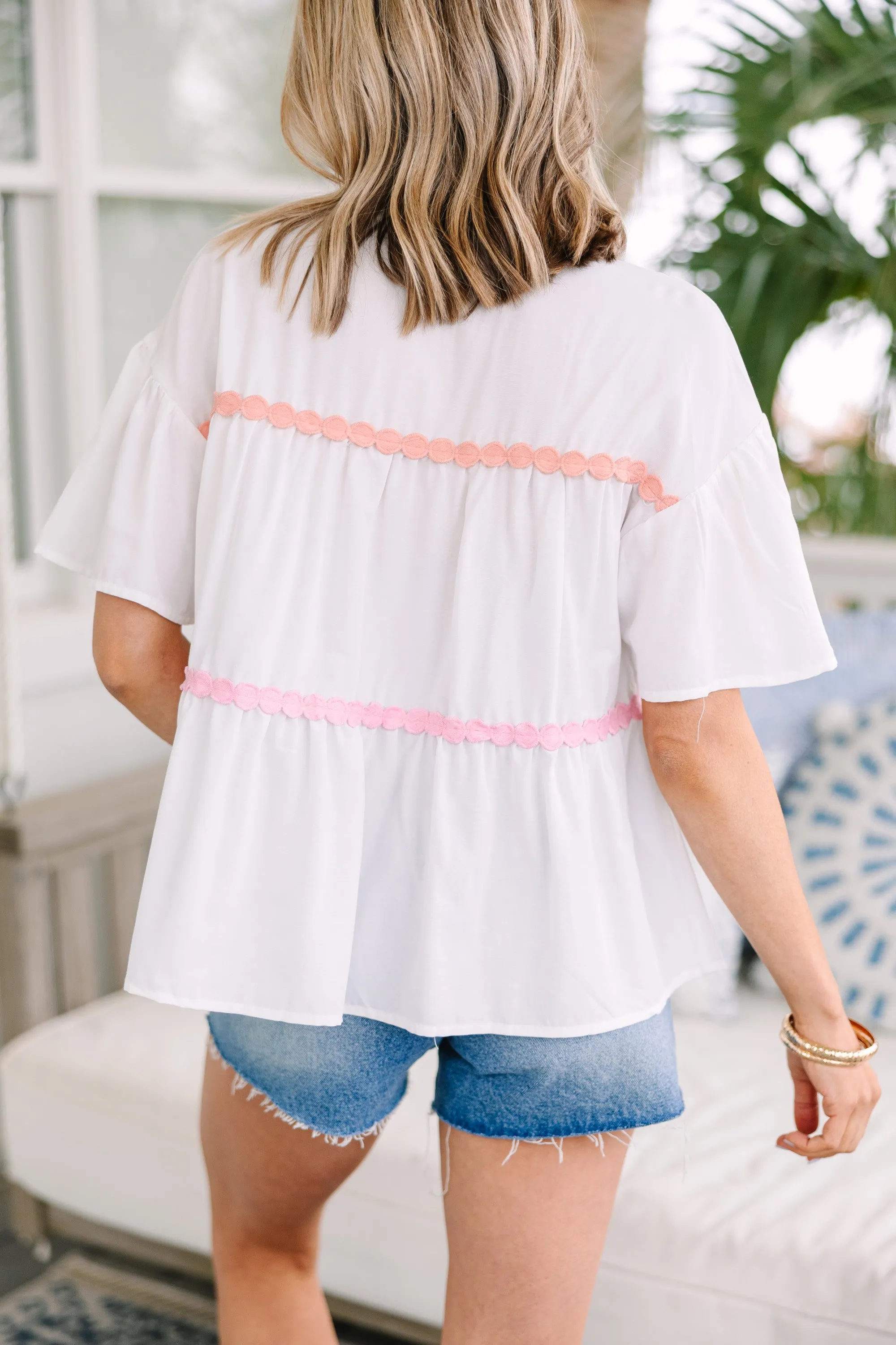 Just Can't Lose White Rickrack Blouse